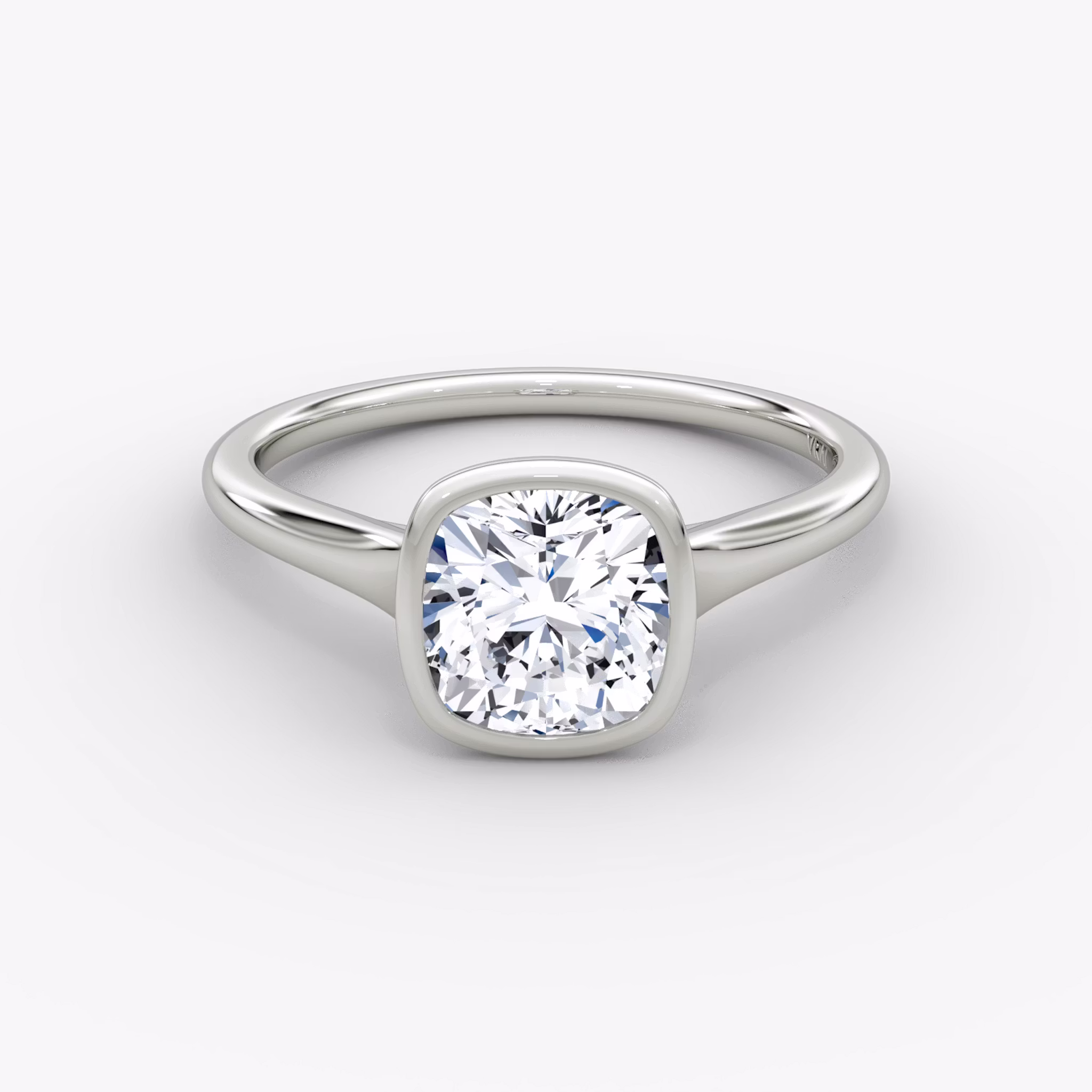 The Flat Edge Bezel Cushion | White Gold