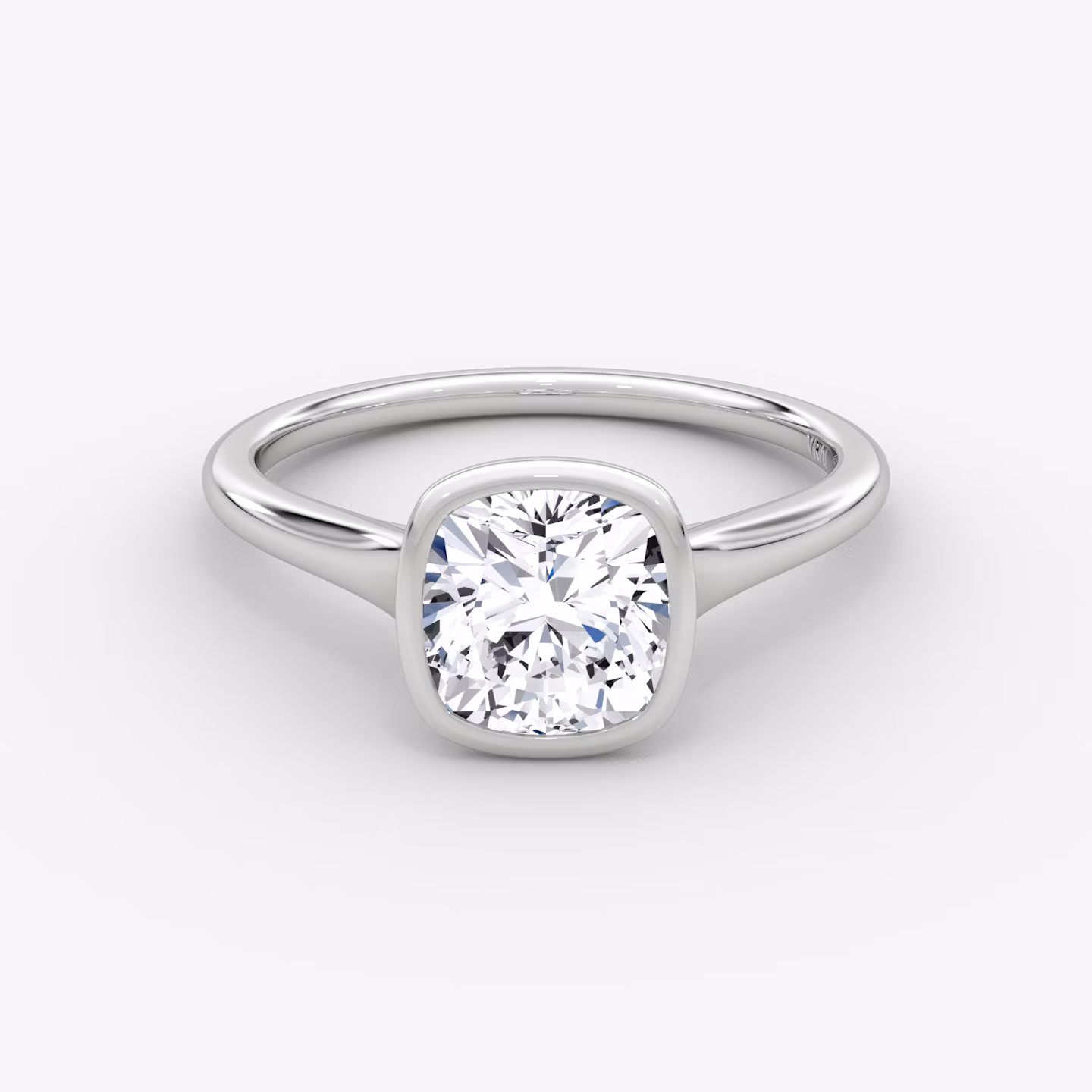 The Flat Edge Bezel | Cushion | Platinum | bandAccent: Plain | diamondOrientation: vertical | caratWeight: other