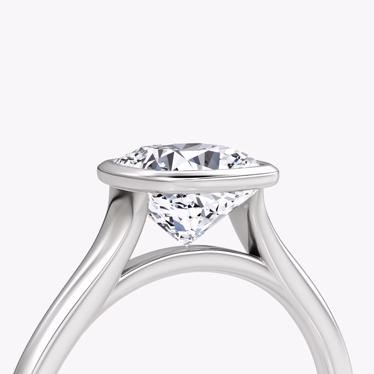 The Flat Edge Bezel | Cushion | 18k | White Gold | bandAccent: Plain | diamondOrientation: horizontal | caratWeight: other