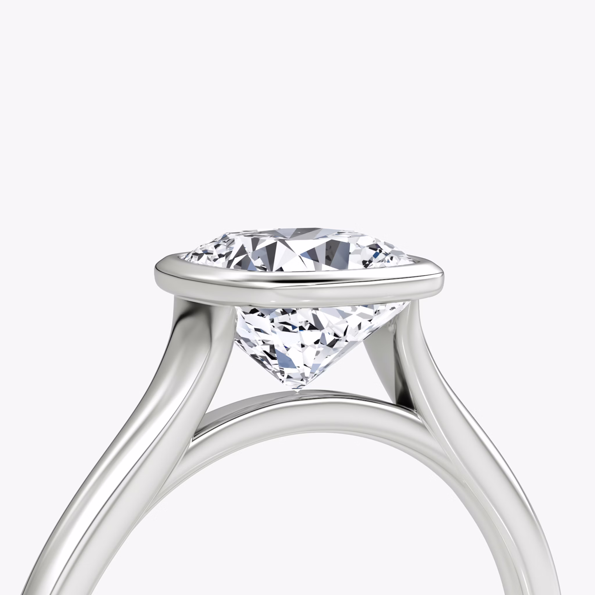 The Flat Edge Bezel | Cushion | 18k | White Gold | bandAccent: Plain | diamondOrientation: horizontal | caratWeight: other