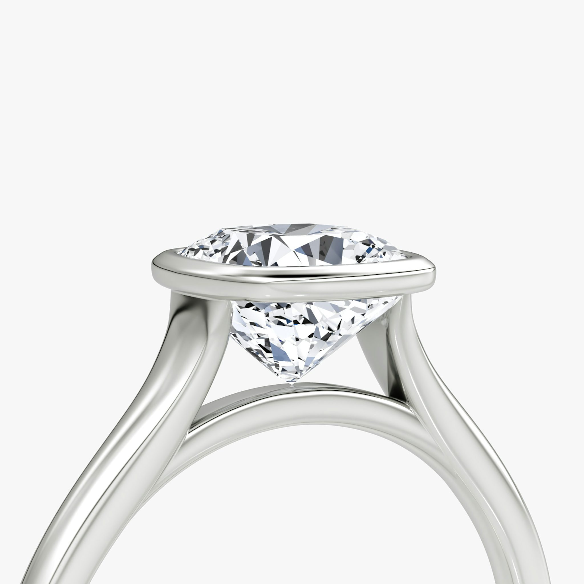 The Flat Edge Bezel | Cushion | 18k | White Gold | bandAccent: Plain | diamondOrientation: horizontal | caratWeight: other