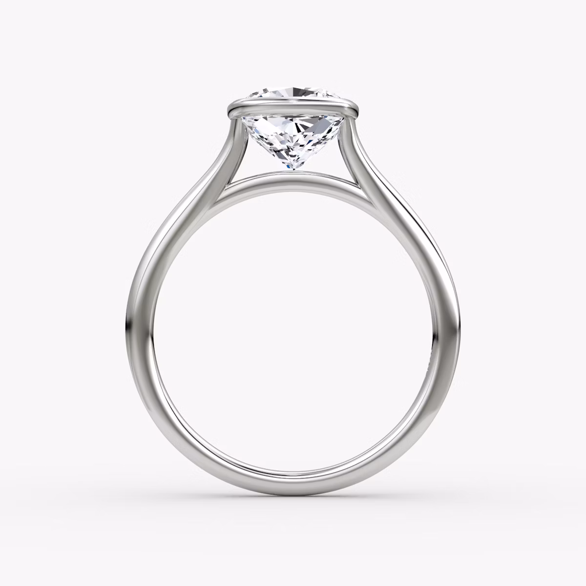 The Flat Edge Bezel | Cushion | 18k | White Gold | bandAccent: Plain | diamondOrientation: horizontal | caratWeight: other