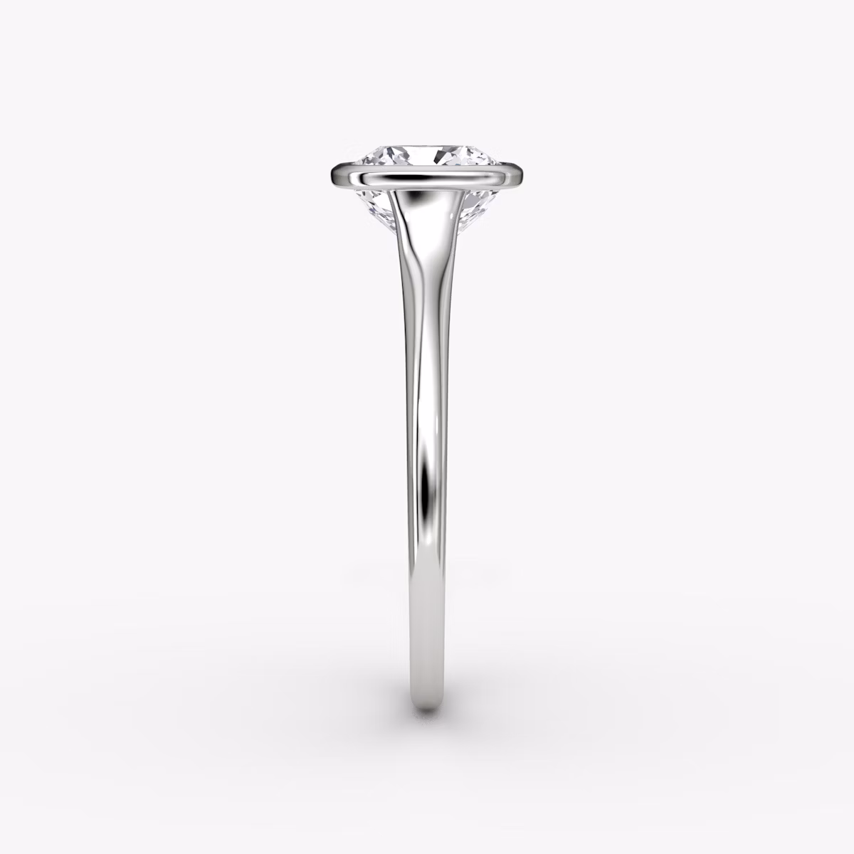 The Flat Edge Bezel | Cushion | 18k | White Gold | bandAccent: Plain | diamondOrientation: horizontal | caratWeight: other