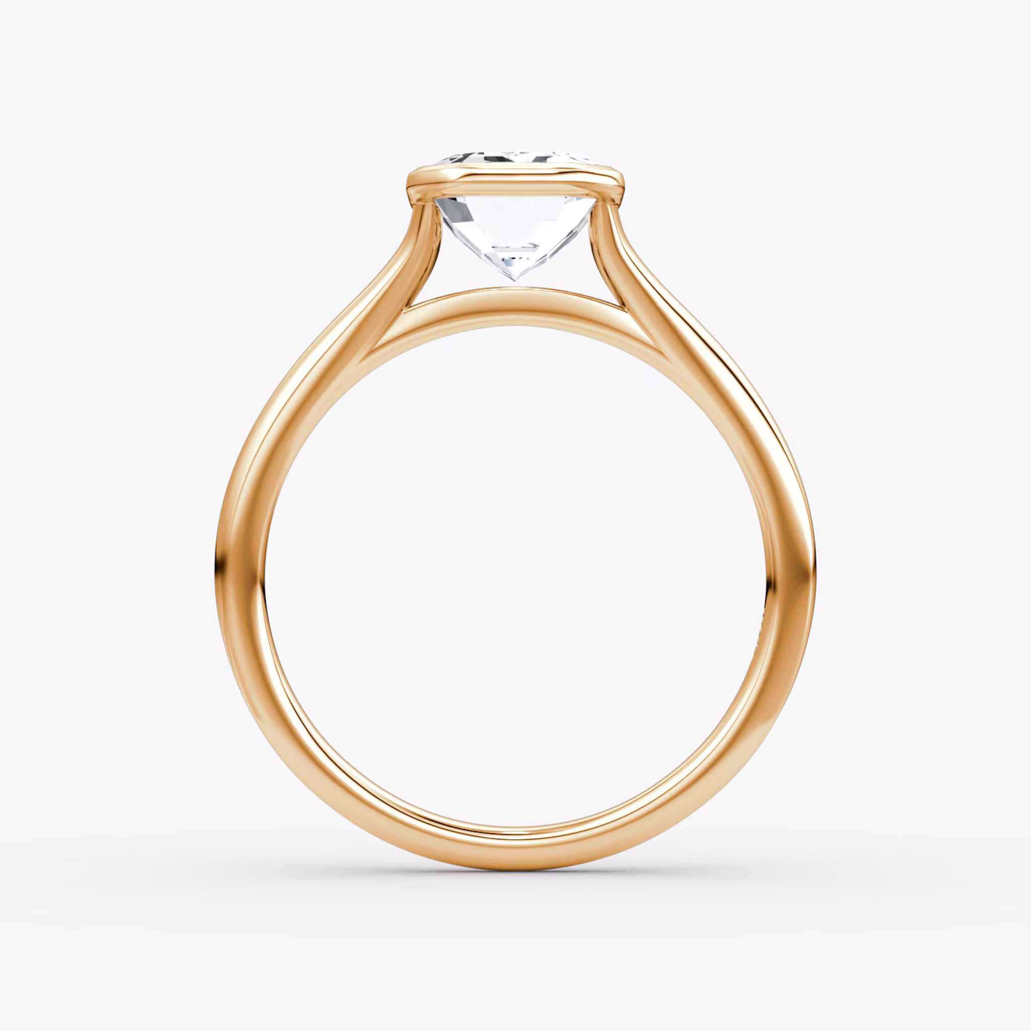 The Flat Edge Bezel | Emerald | 14k | Rose Gold | bandAccent: Plain | diamondOrientation: vertical | caratWeight: other