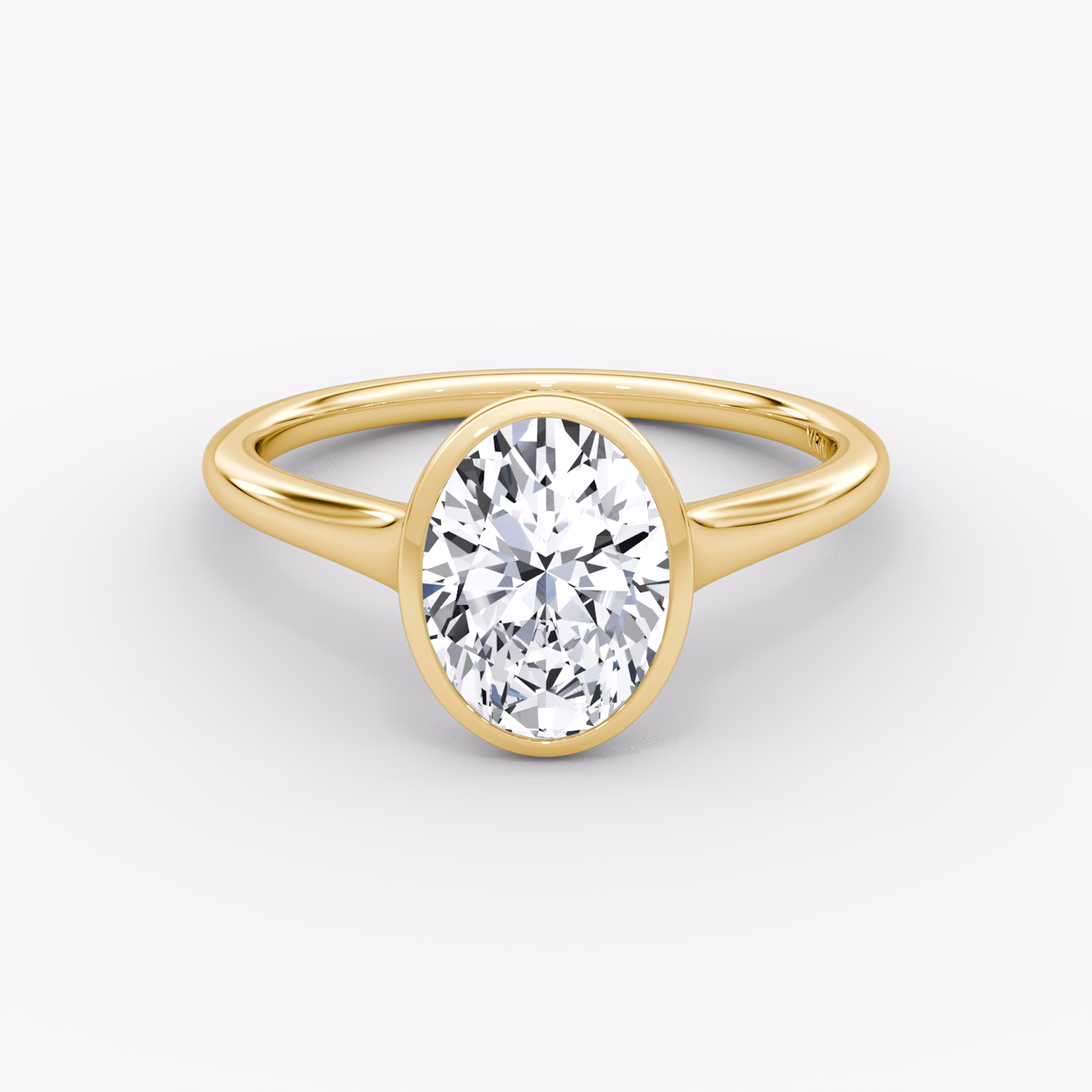 The Flat Edge Bezel | Oval | 18k | Yellow Gold | bandAccent: Plain | diamondOrientation: vertical | caratWeight: other