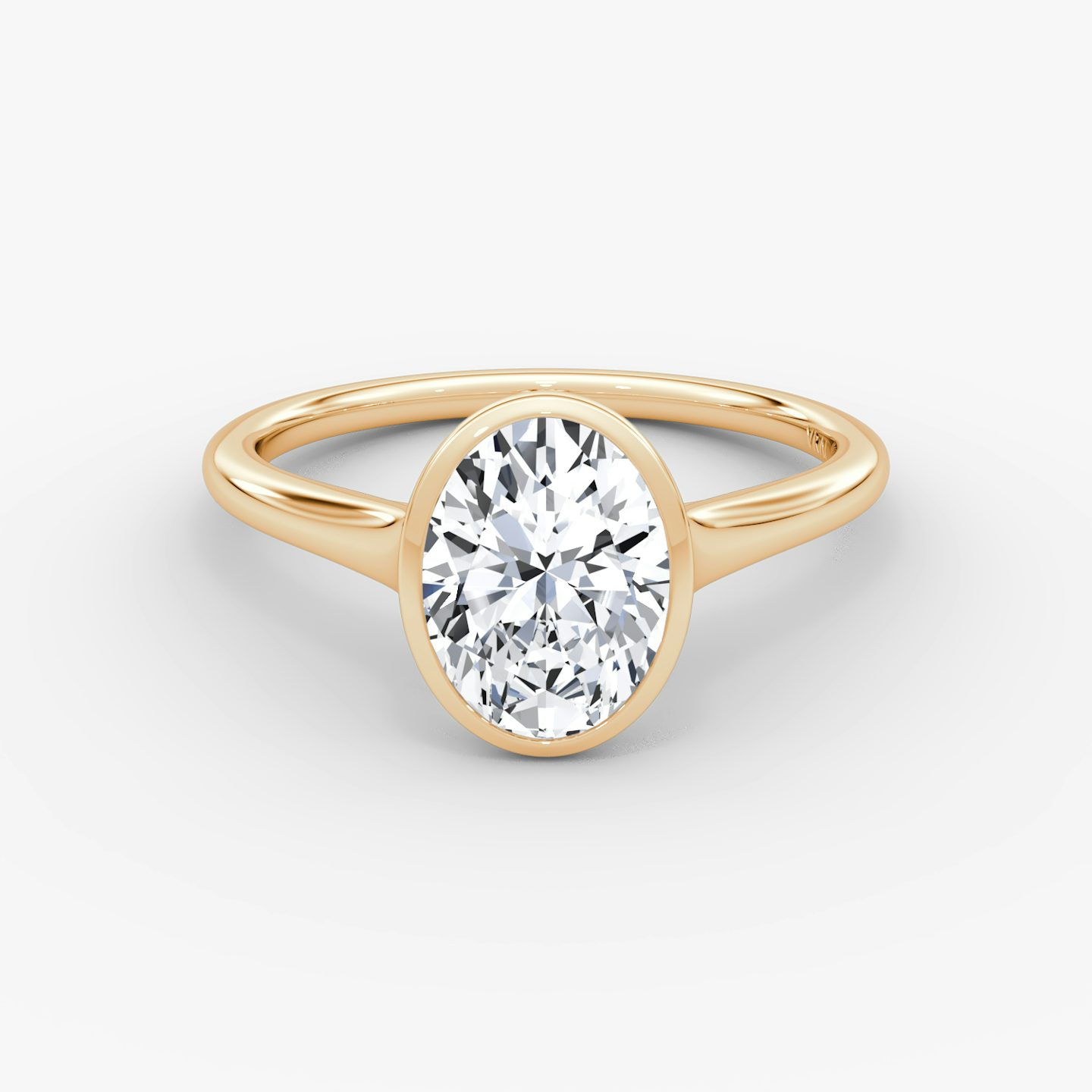 The Flat Edge Bezel | Oval | 14k | Rose Gold | bandAccent: Plain | diamondOrientation: vertical | caratWeight: other