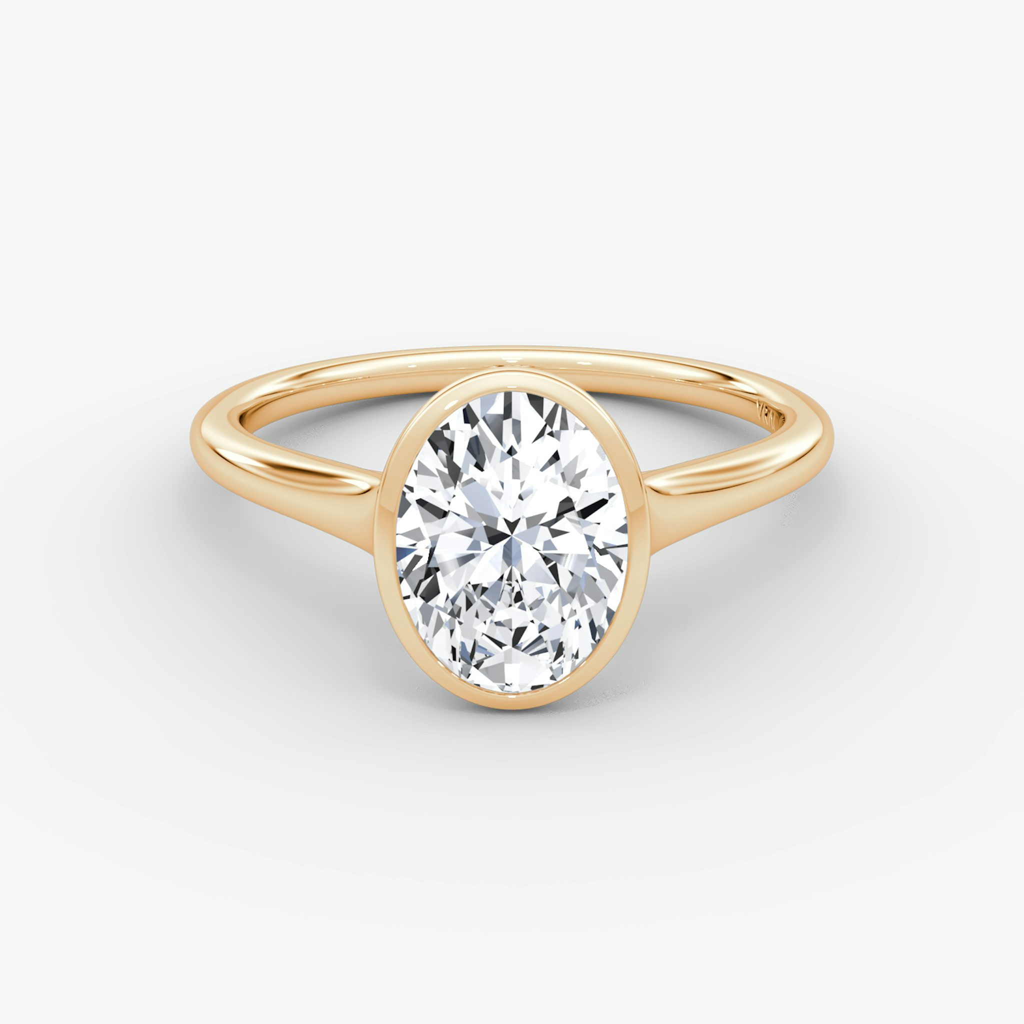 The Flat Edge Bezel | Oval | 14k | Rose Gold | bandAccent: Plain | diamondOrientation: vertical | caratWeight: other