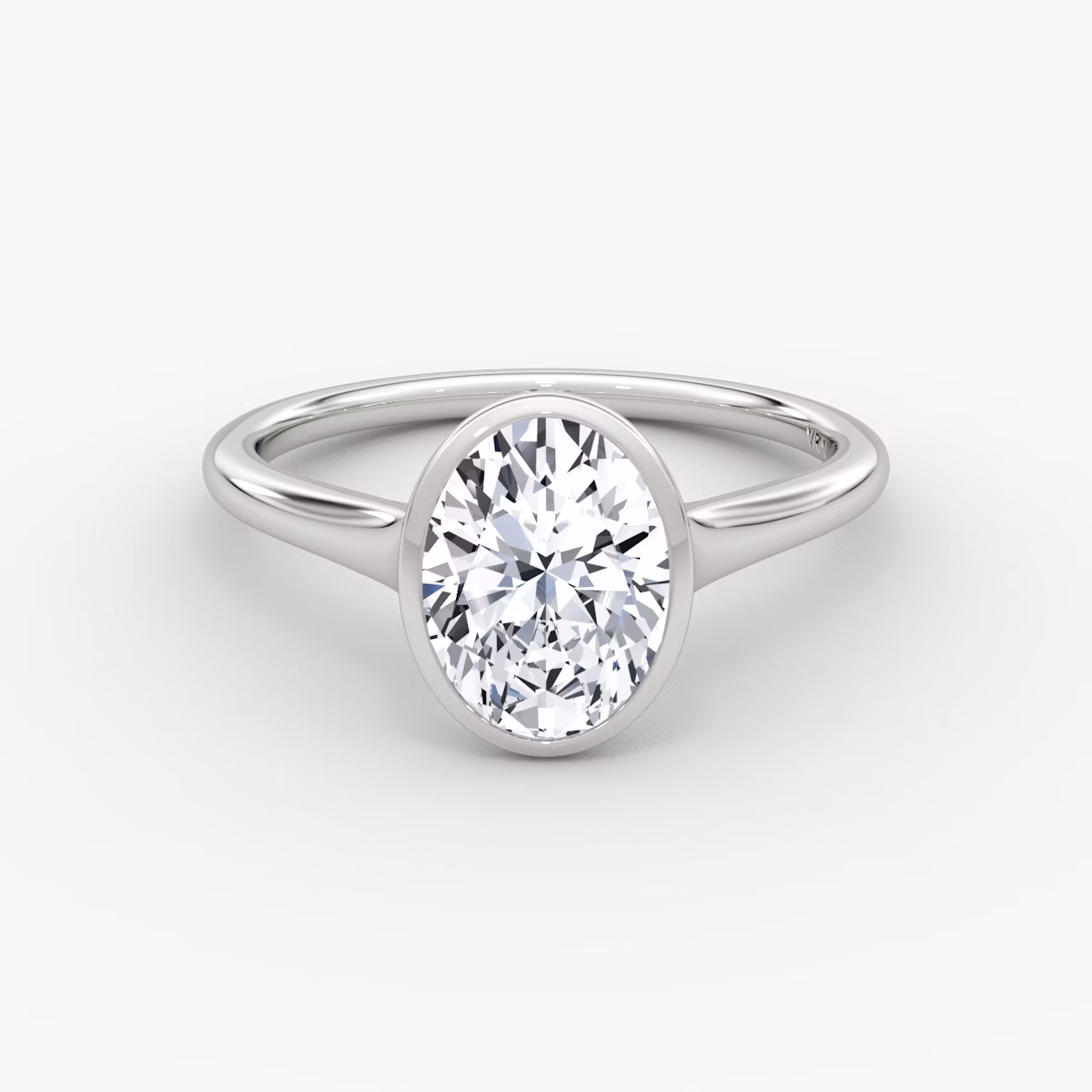 The Flat Edge Bezel | Oval | 18k | White Gold | bandAccent: Plain | diamondOrientation: vertical | caratWeight: other