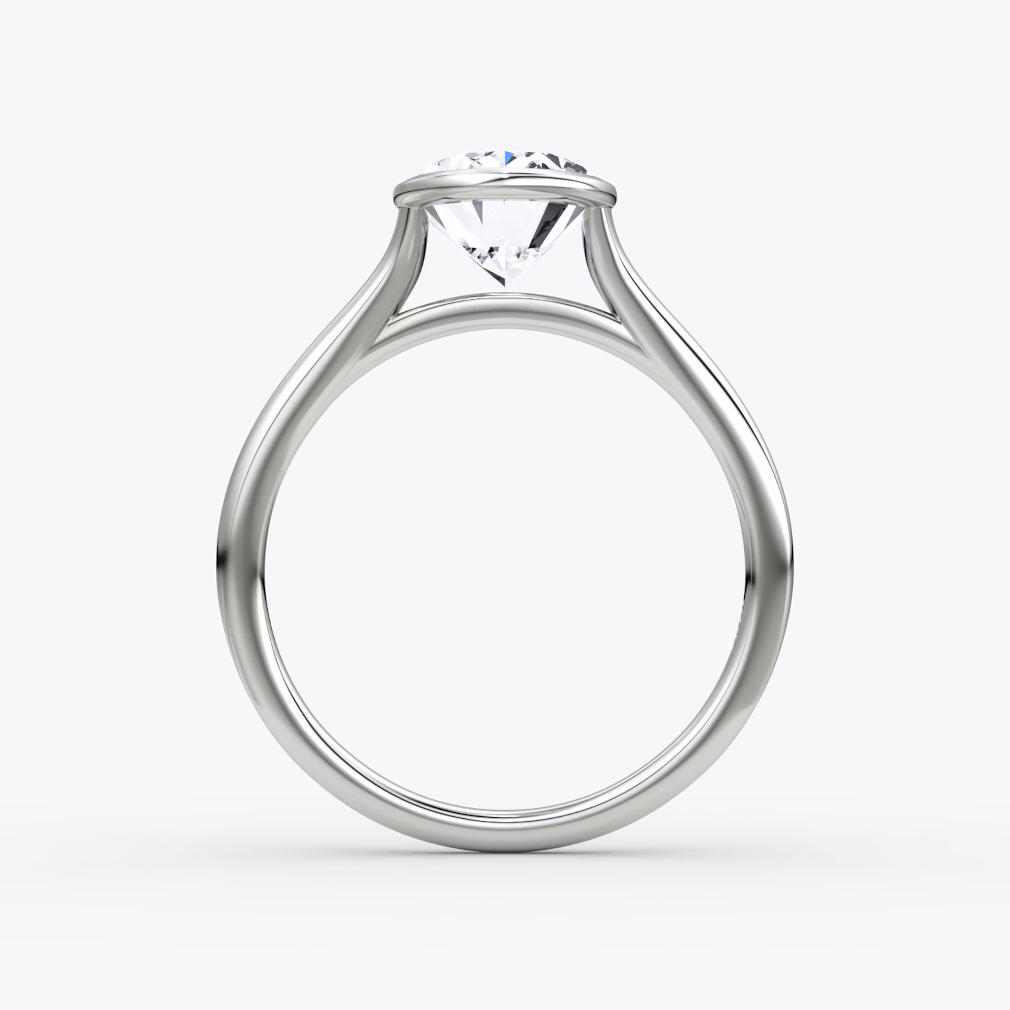 The Flat Edge Bezel | Oval | 18k | White Gold | bandAccent: Plain | diamondOrientation: vertical | caratWeight: other