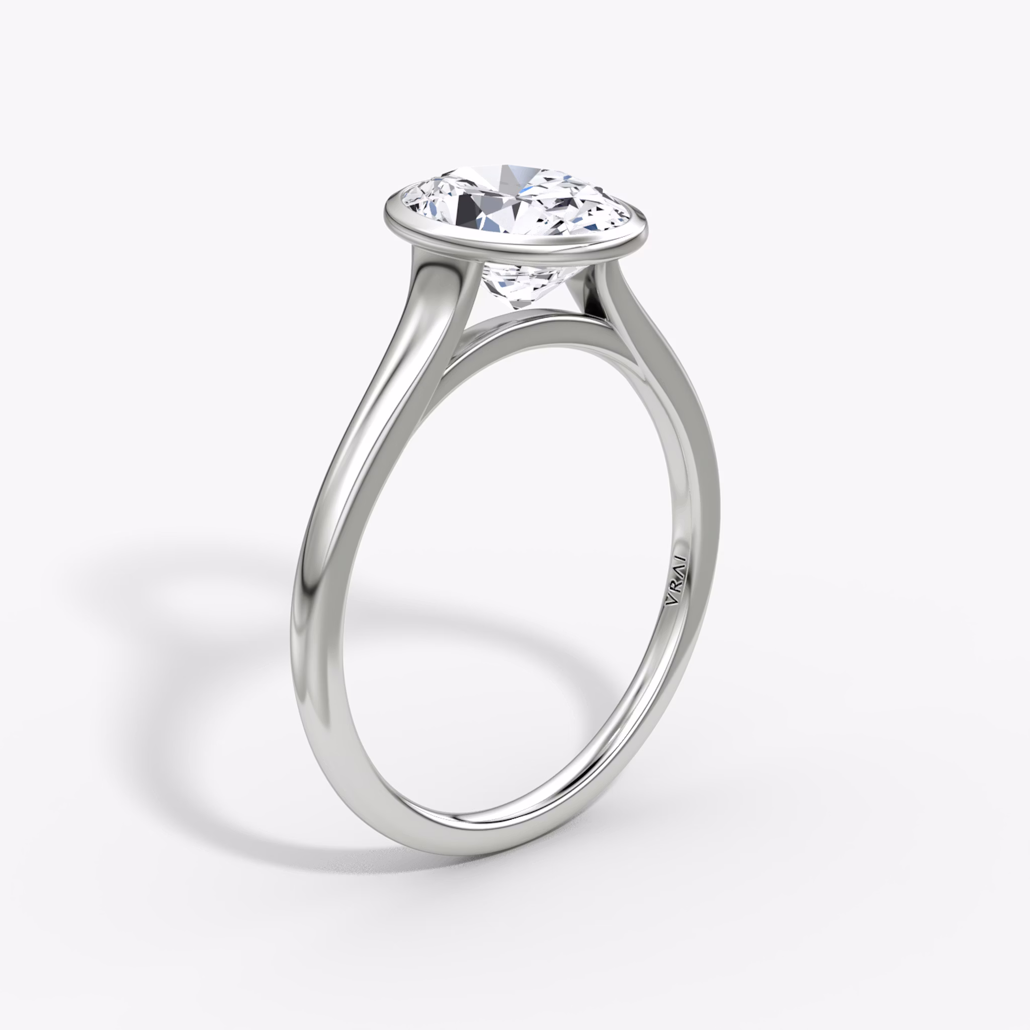 The Flat Edge Bezel | Oval | 18k | White Gold | bandAccent: Plain | diamondOrientation: vertical | caratWeight: other
