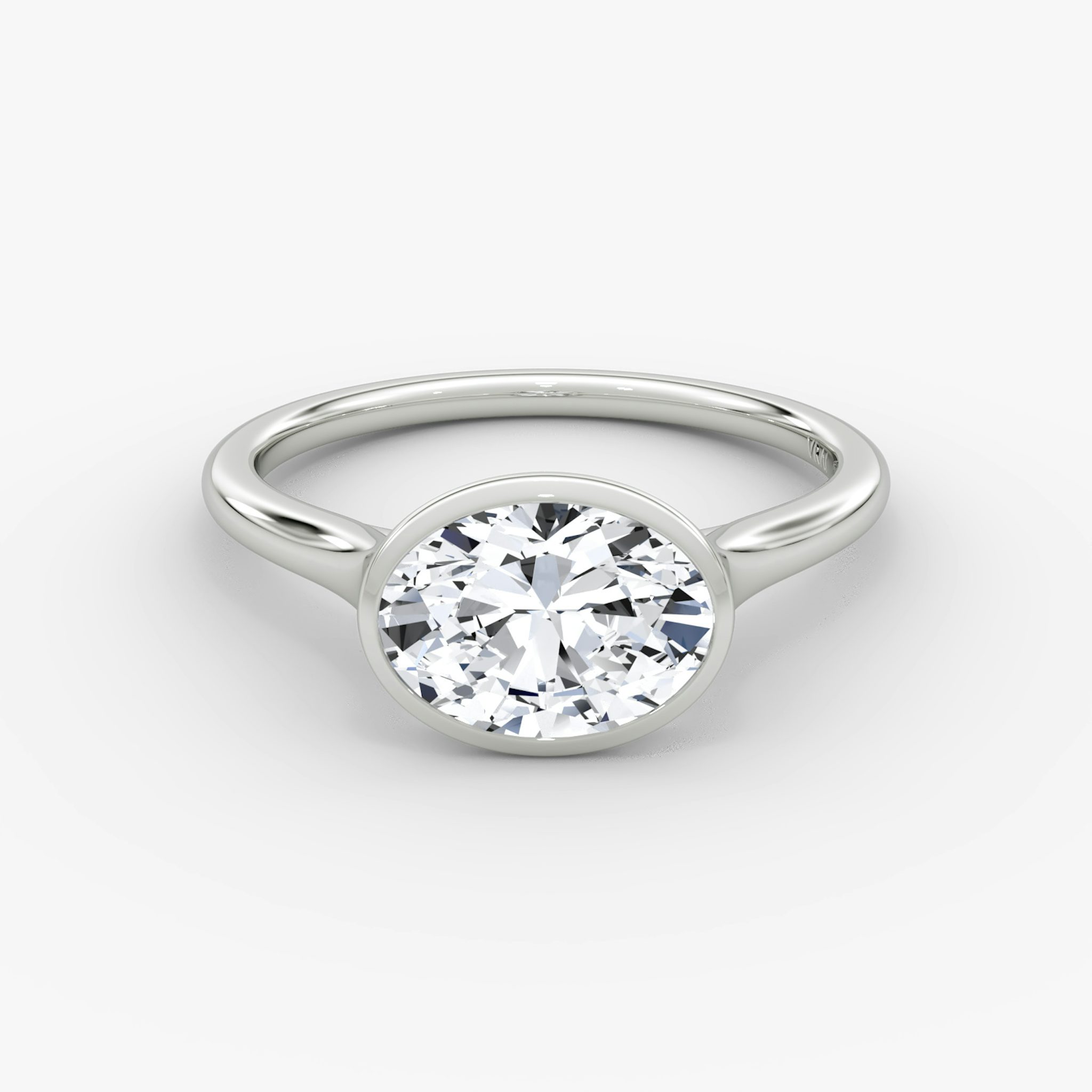 The Flat Edge Bezel | Oval | 18k | White Gold | bandAccent: Plain | diamondOrientation: horizontal | caratWeight: other