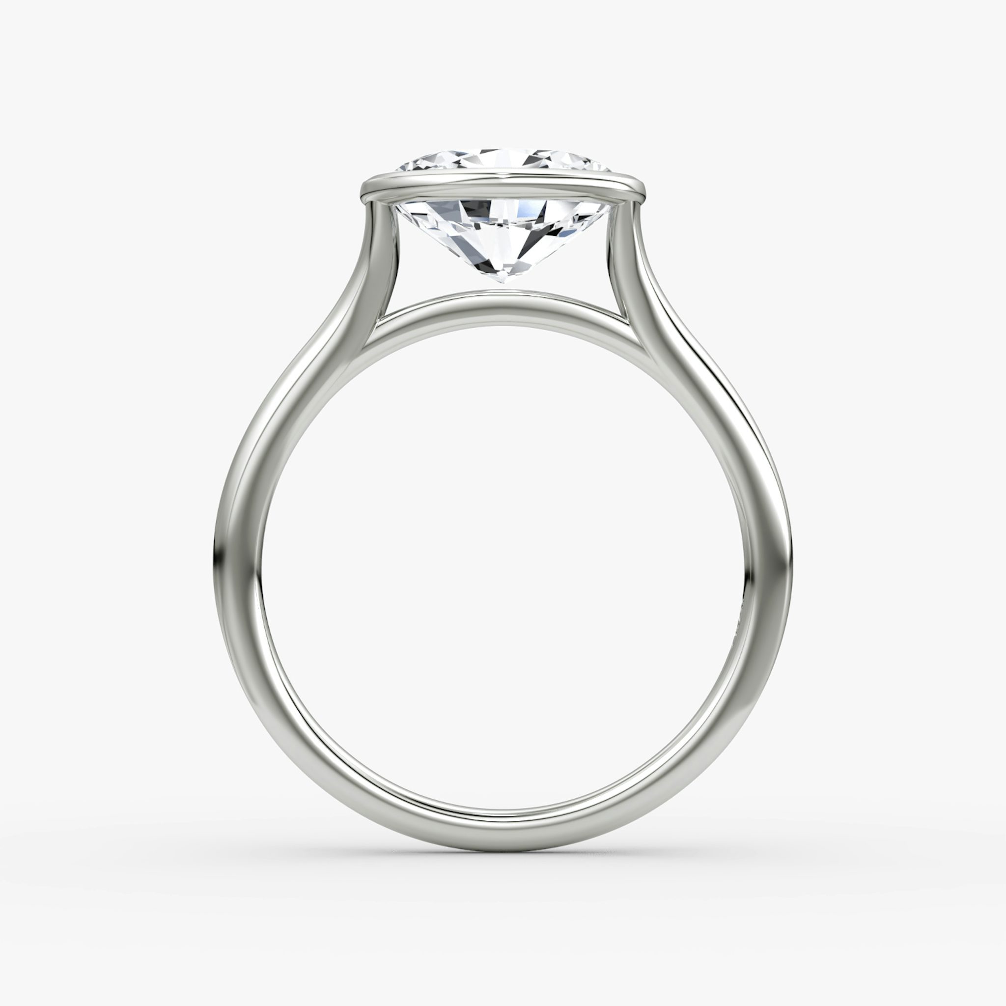 The Flat Edge Bezel | Oval | 18k | White Gold | bandAccent: Plain | diamondOrientation: horizontal | caratWeight: other