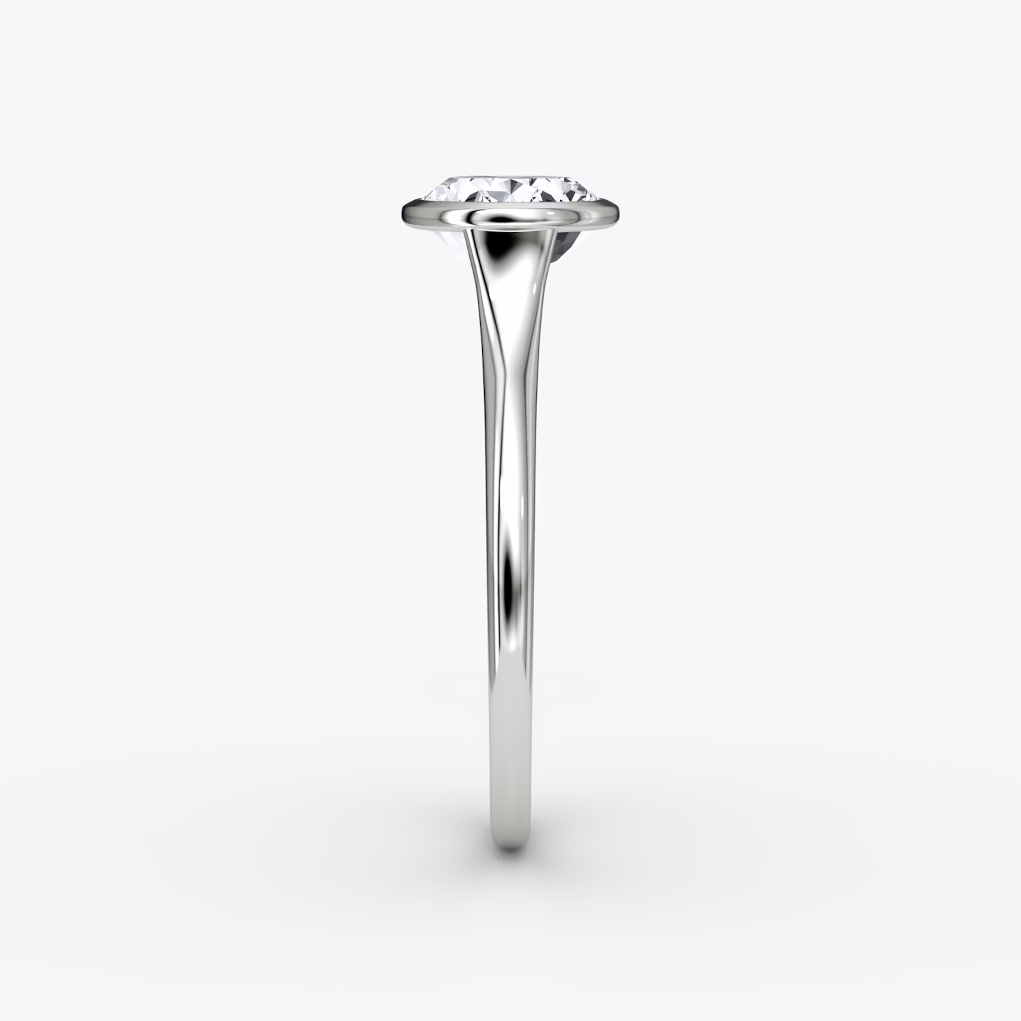 The Flat Edge Bezel | Oval | 18k | White Gold | bandAccent: Plain | diamondOrientation: horizontal | caratWeight: other