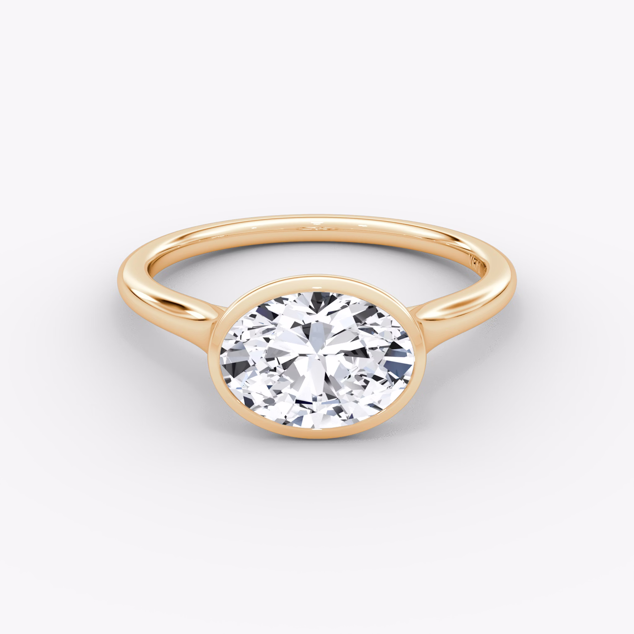 The Flat Edge Bezel | Oval | 14k | Rose Gold | bandAccent: Plain | diamondOrientation: horizontal | caratWeight: other