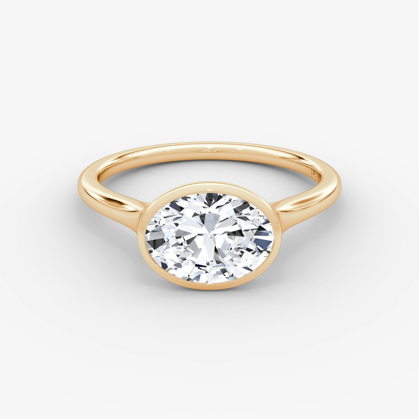 The Flat Edge Bezel | Oval | 14k | Rose Gold | bandAccent: Plain | diamondOrientation: horizontal | caratWeight: other