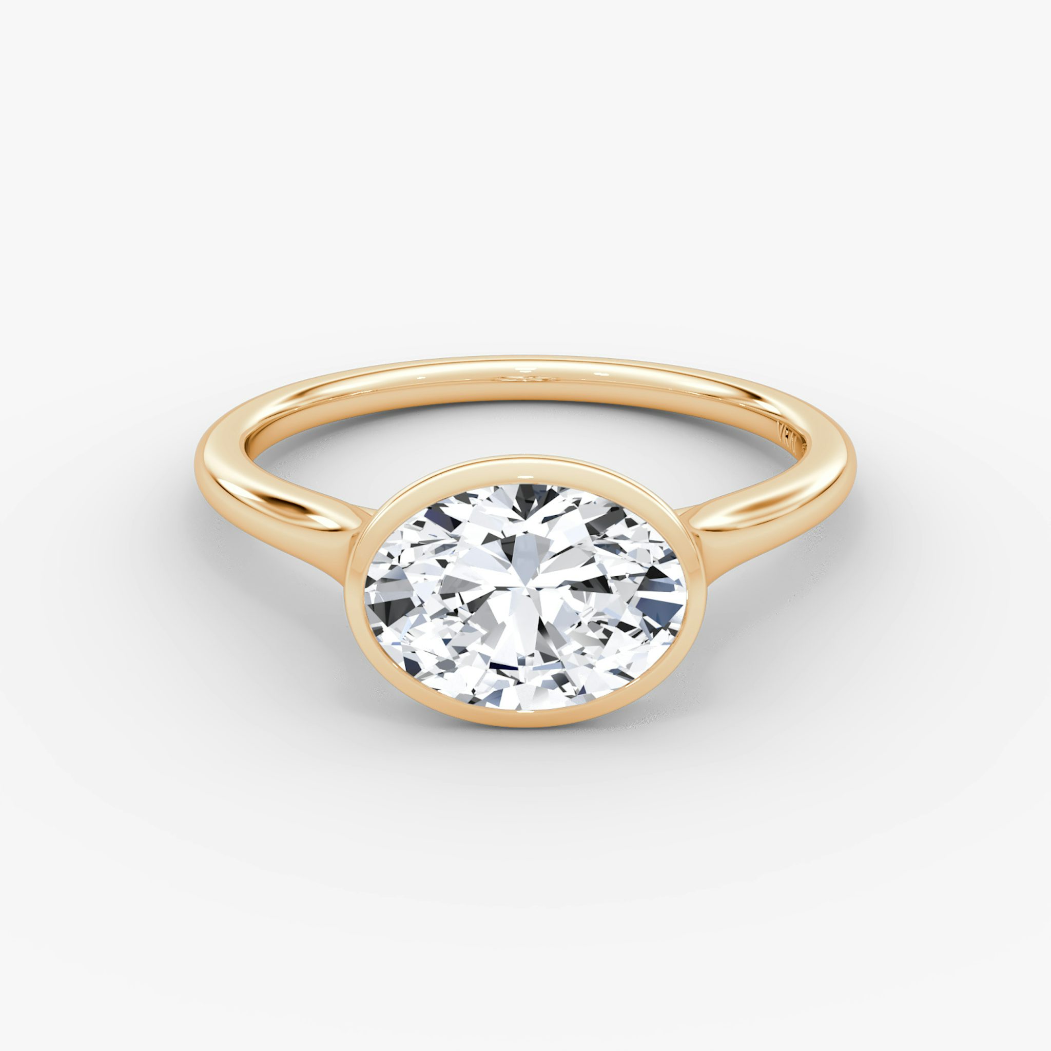 The Flat Edge Bezel | Oval | 14k | Rose Gold | bandAccent: Plain | diamondOrientation: horizontal | caratWeight: other