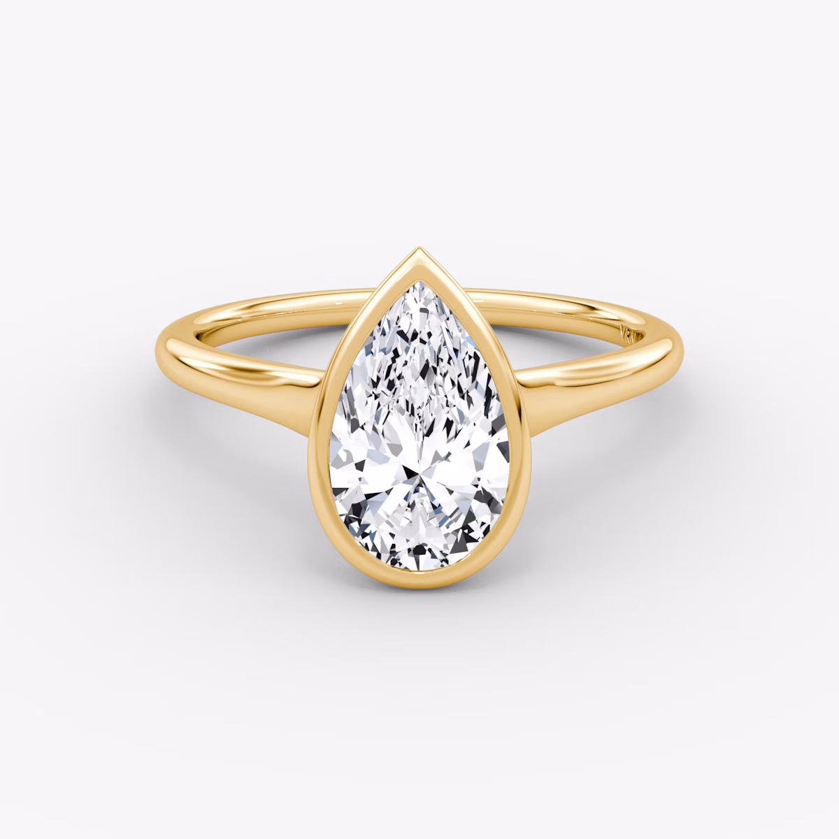 The Flat Edge Bezel | Pear | 18k | Yellow Gold | bandAccent: Plain | diamondOrientation: vertical | caratWeight: other