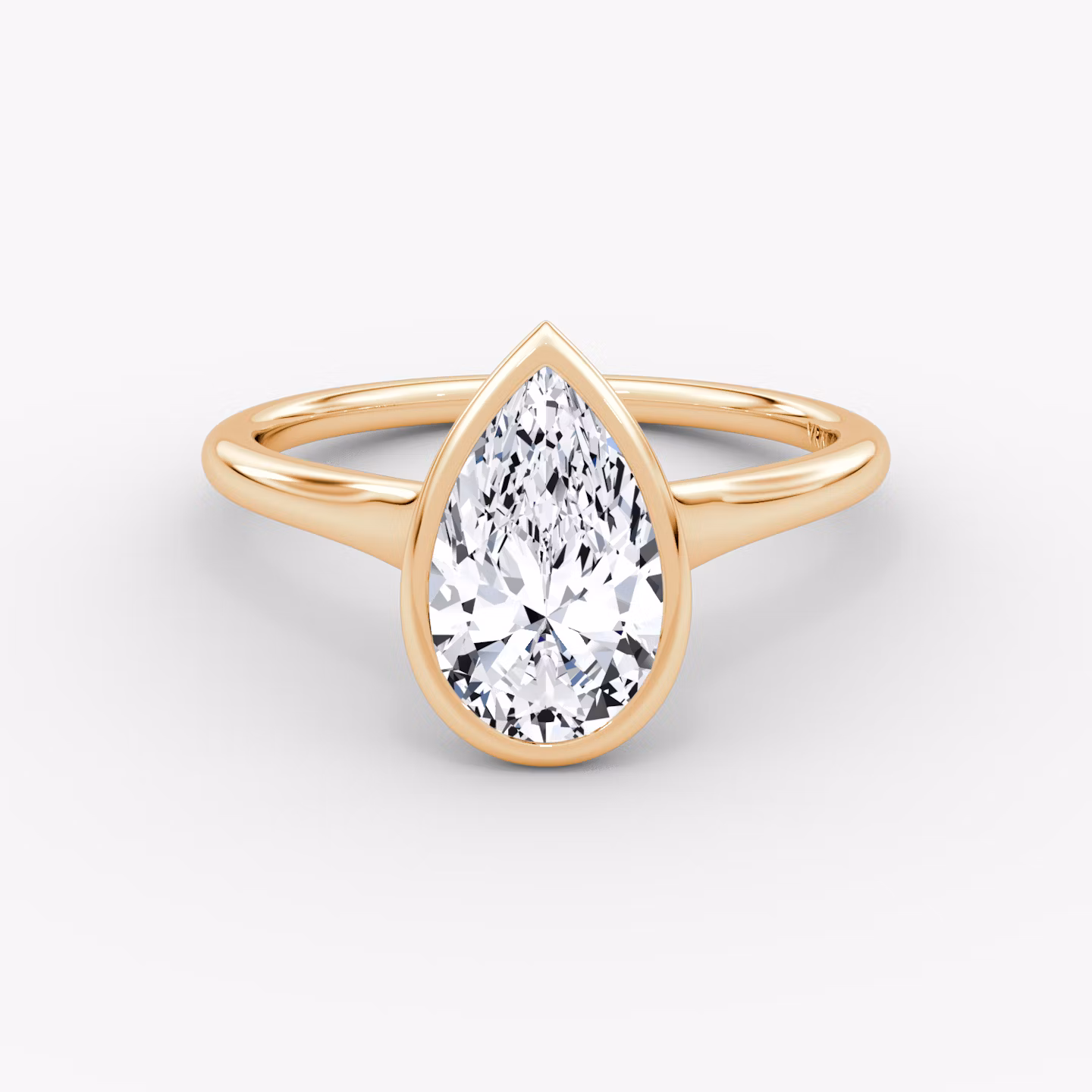 The Flat Edge Bezel | Pear | 14k | Rose Gold | bandAccent: Plain | diamondOrientation: vertical | caratWeight: other