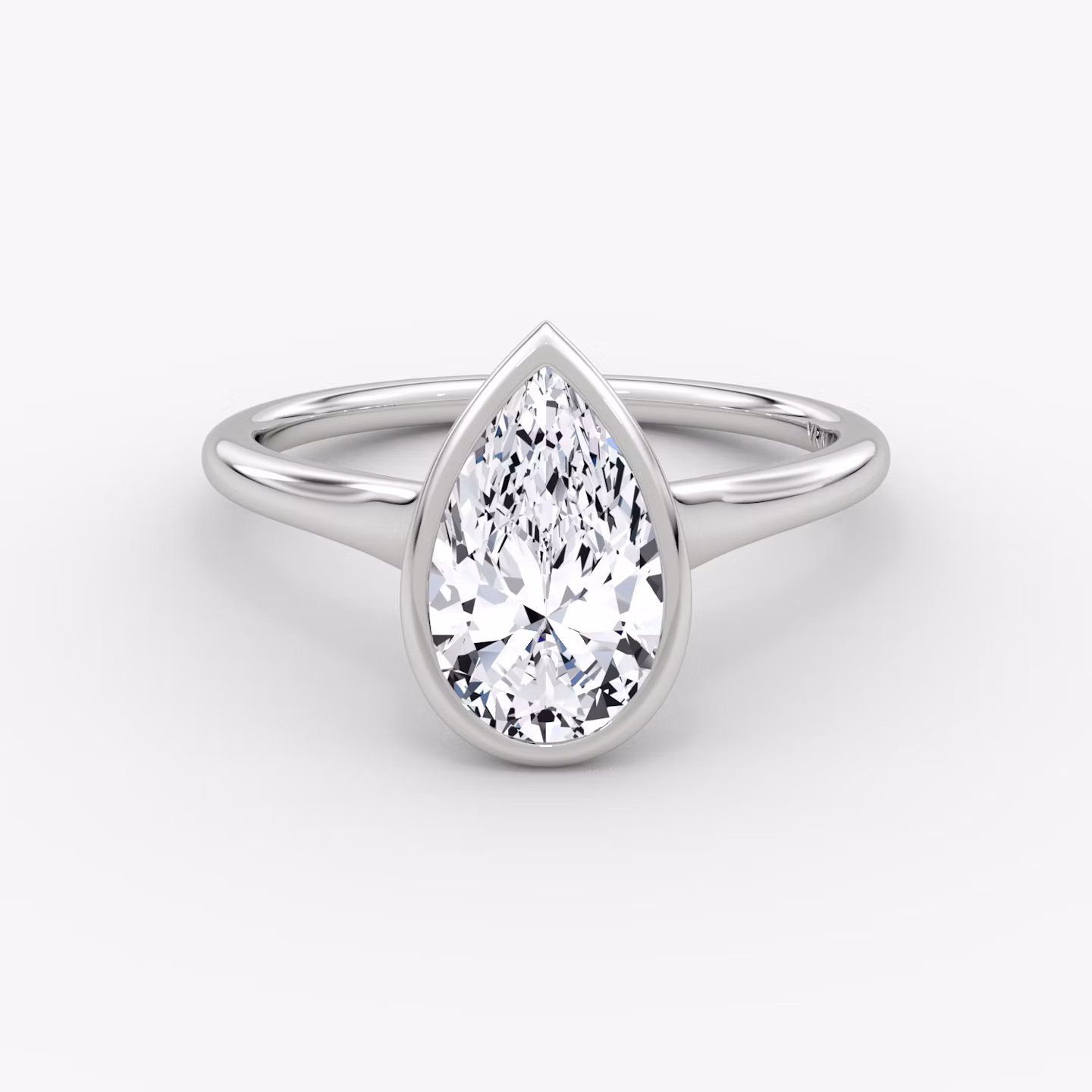The Flat Edge Bezel | Pear | Platinum | bandAccent: Plain | diamondOrientation: vertical | caratWeight: other