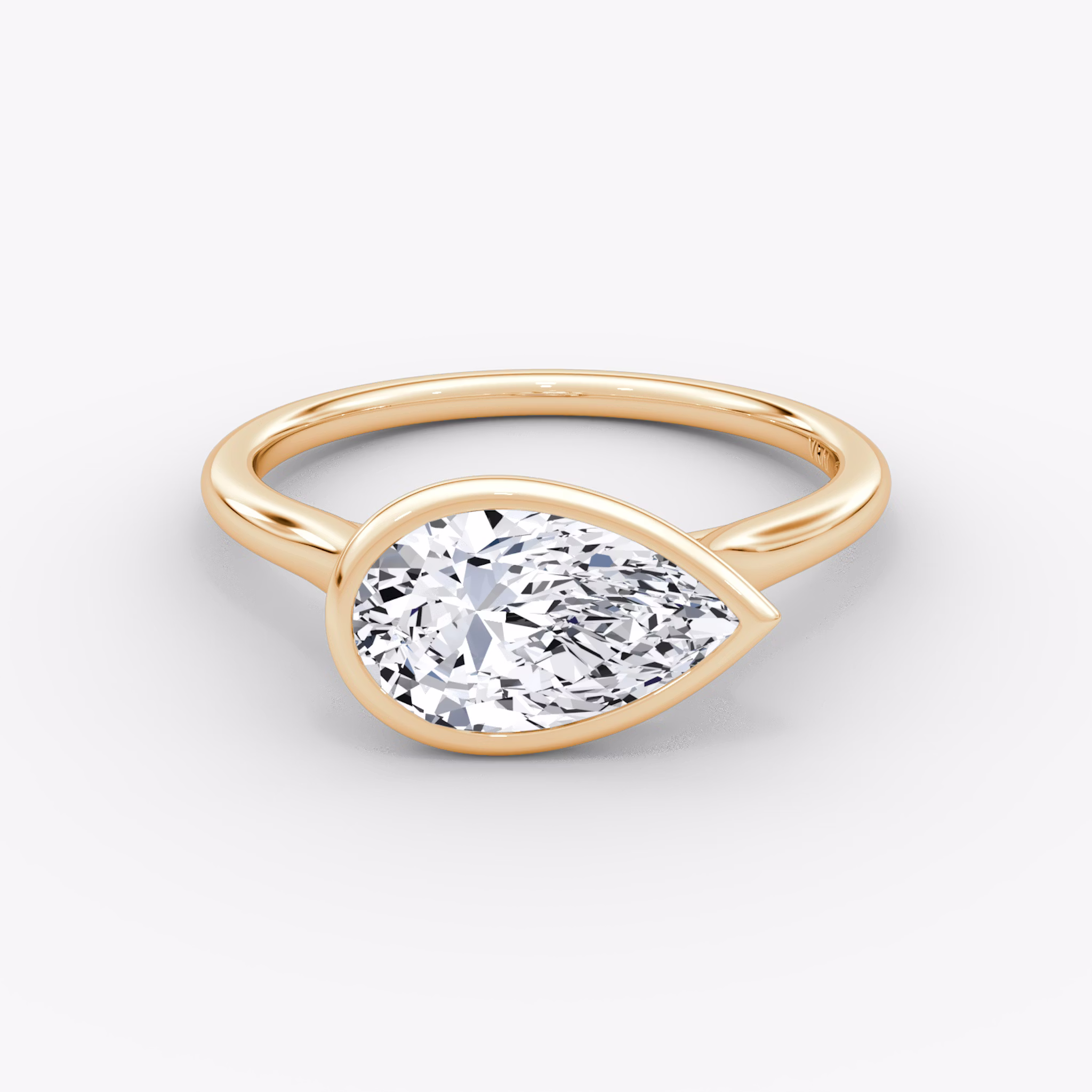 The Flat Edge Bezel | Pear | 14k | Rose Gold | bandAccent: Plain | diamondOrientation: horizontal | caratWeight: other