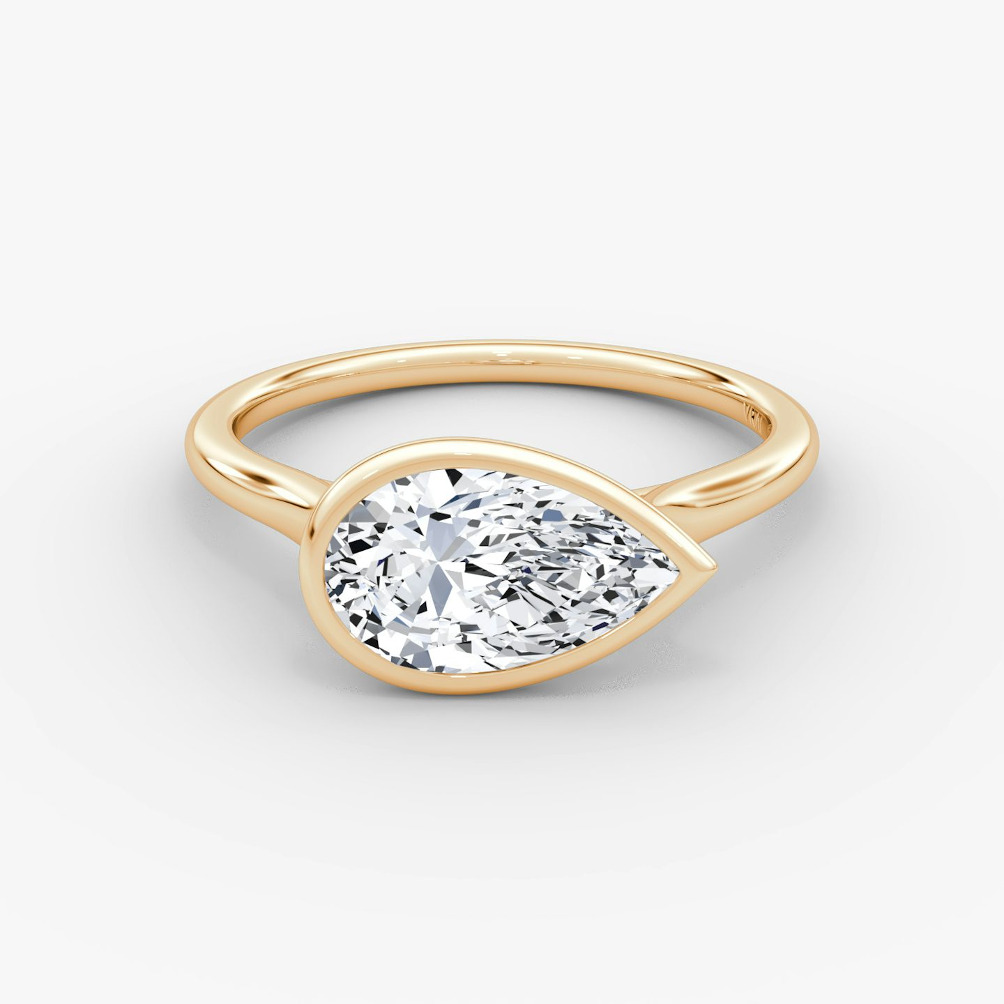 Bague de fiançailles Flat Edge Bezel | Poire | 14k | Or rose | bandAccent: Simple | diamondOrientation: horizontal | caratWeight: other