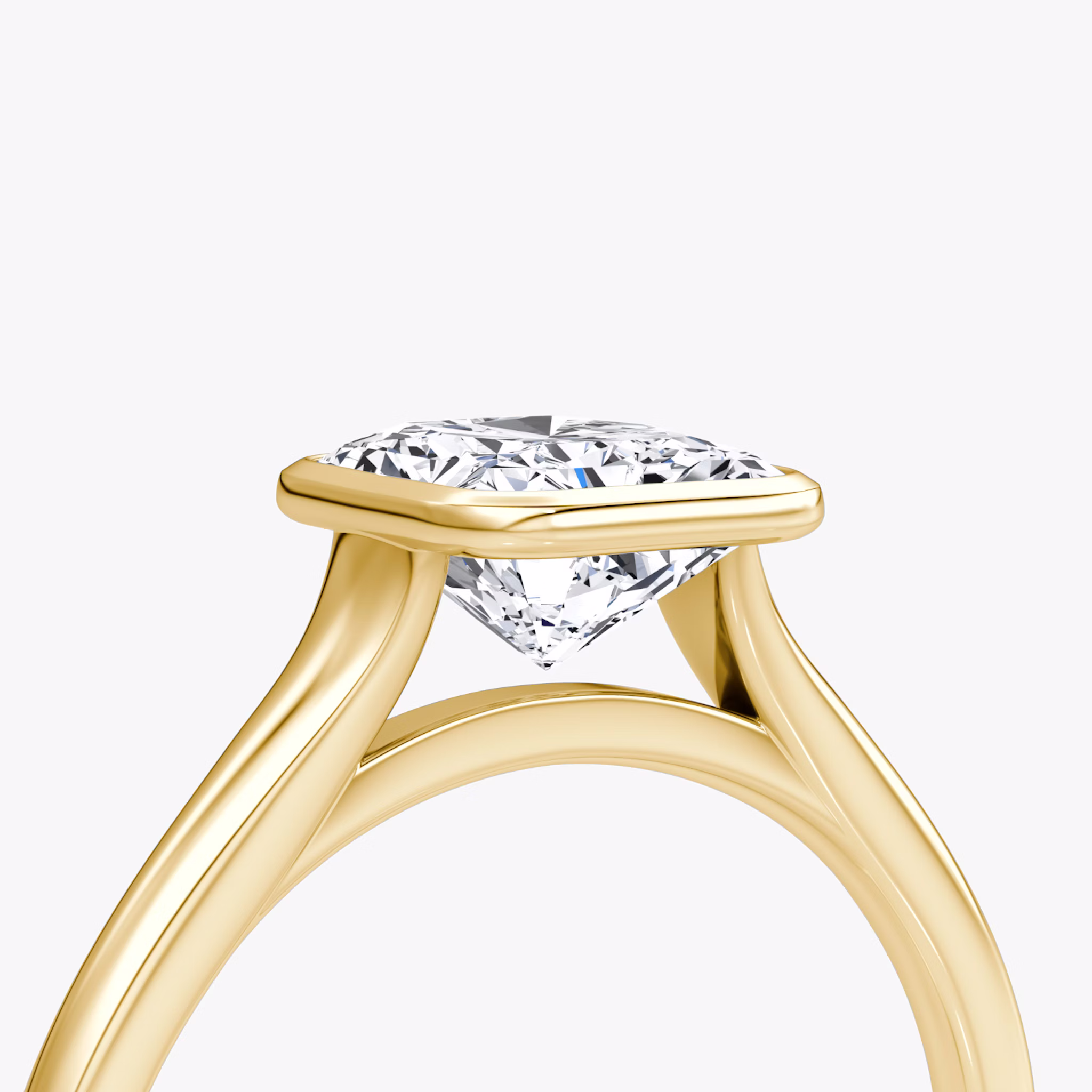 The Flat Edge Bezel | Radiant | 18k | Yellow Gold | bandAccent: Plain | diamondOrientation: vertical | caratWeight: other