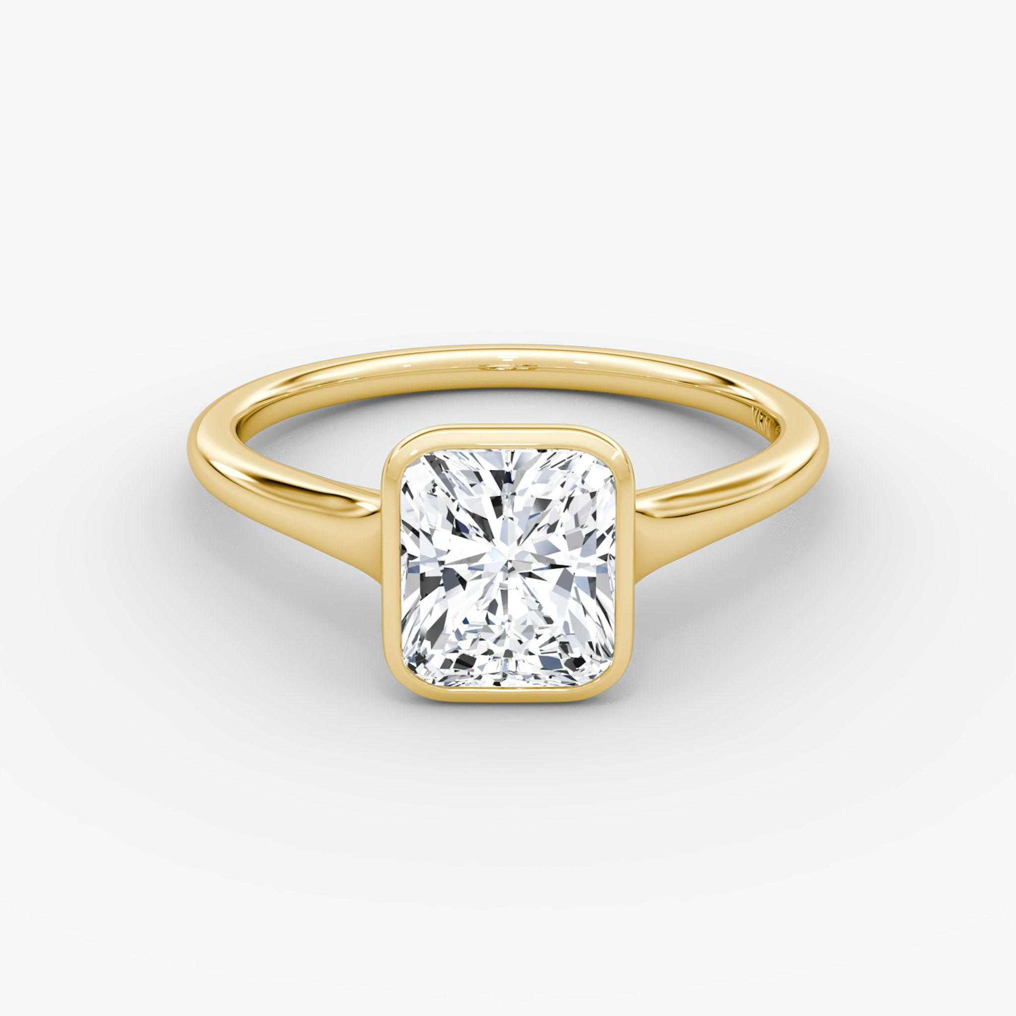 The Flat Edge Bezel | Radiant | 18k | Yellow Gold | bandAccent: Plain | diamondOrientation: vertical | caratWeight: other