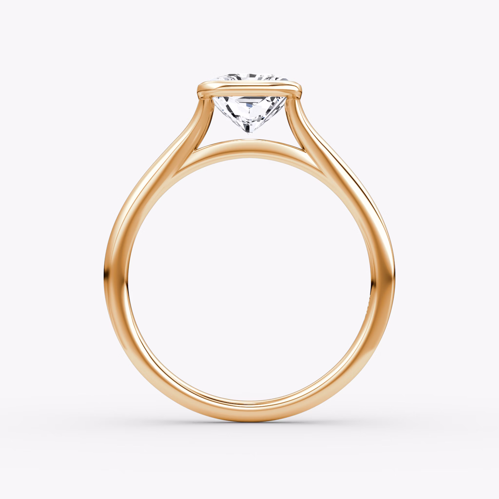 The Flat Edge Bezel | Radiant | 14k | Rose Gold | bandAccent: Plain | diamondOrientation: vertical | caratWeight: other