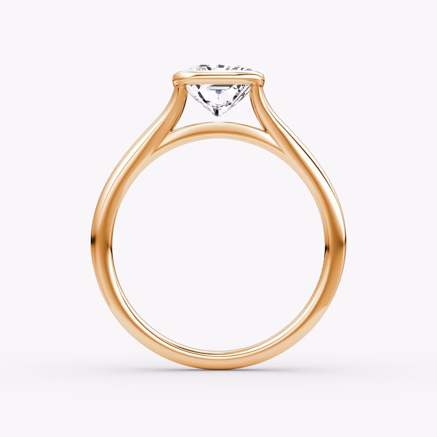 The Flat Edge Bezel | Radiant | 14k | Rose Gold | bandAccent: Plain | diamondOrientation: vertical | caratWeight: other
