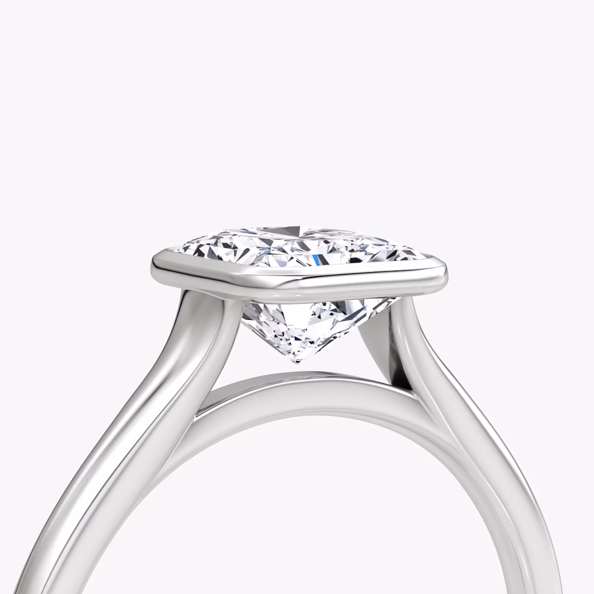 The Flat Edge Bezel | Radiant | 18k | White Gold | bandAccent: Plain | diamondOrientation: vertical | caratWeight: other