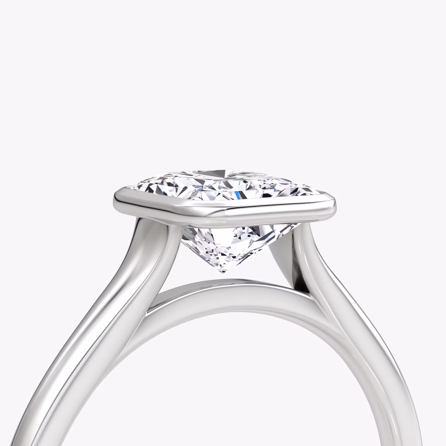 The Flat Edge Bezel | Radiant | Platinum | bandAccent: Plain | diamondOrientation: vertical | caratWeight: other