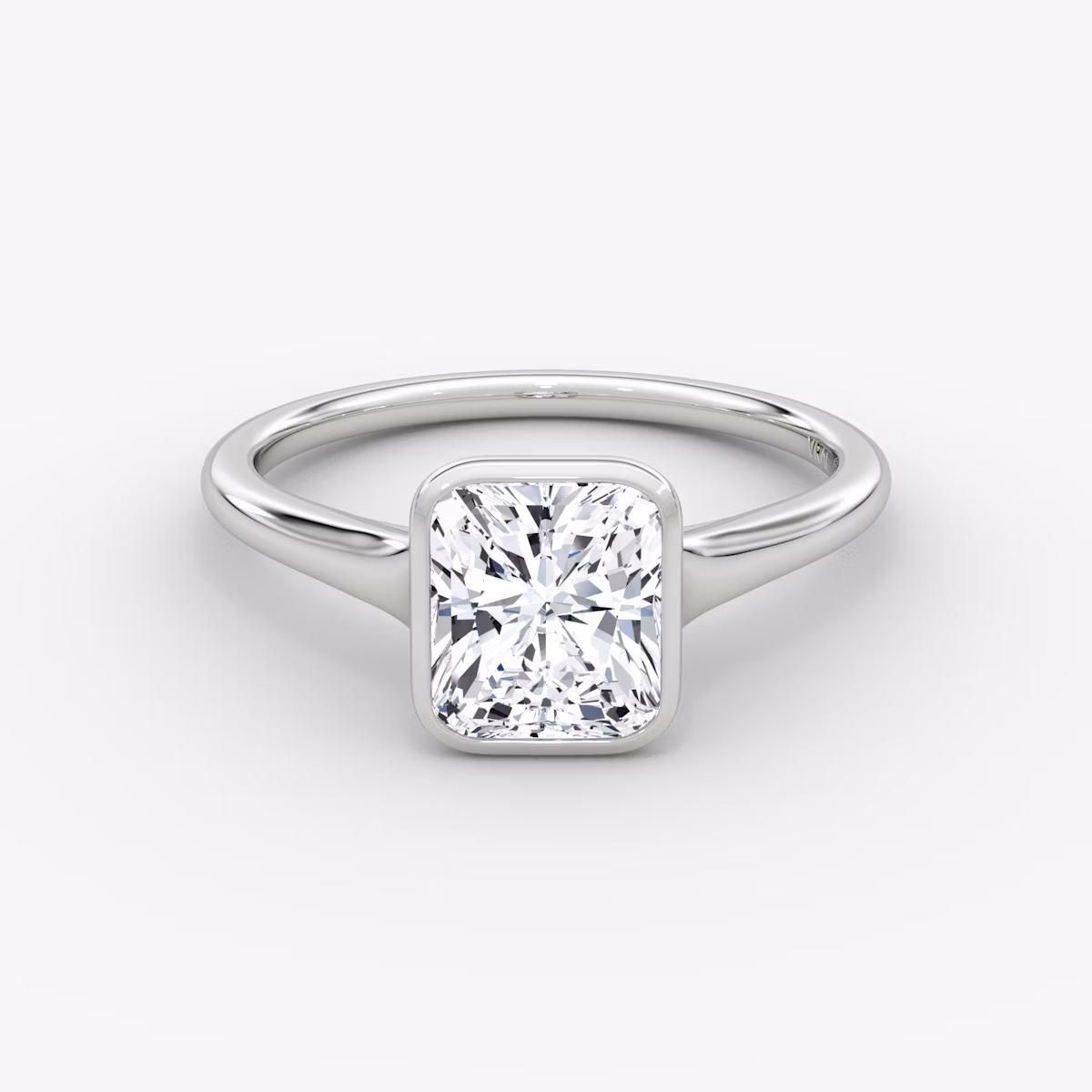 The Flat Edge Bezel | Radiant | 18k | White Gold | bandAccent: Plain | diamondOrientation: vertical | caratWeight: other