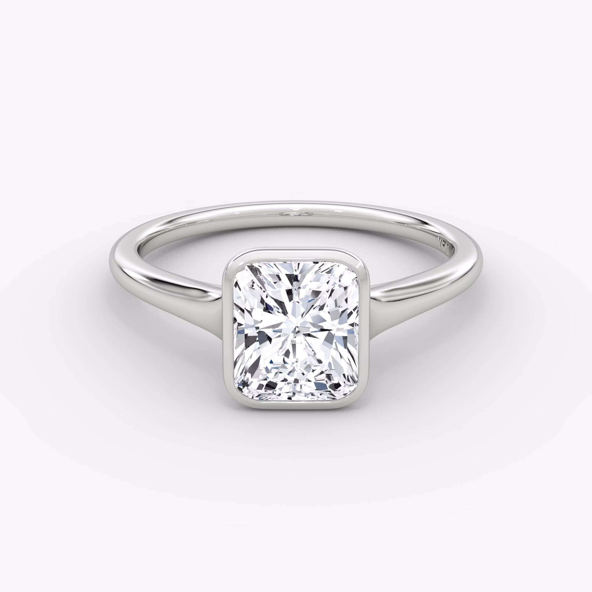 The Flat Edge Bezel | Radiant | Platinum | bandAccent: Plain | diamondOrientation: vertical | caratWeight: other