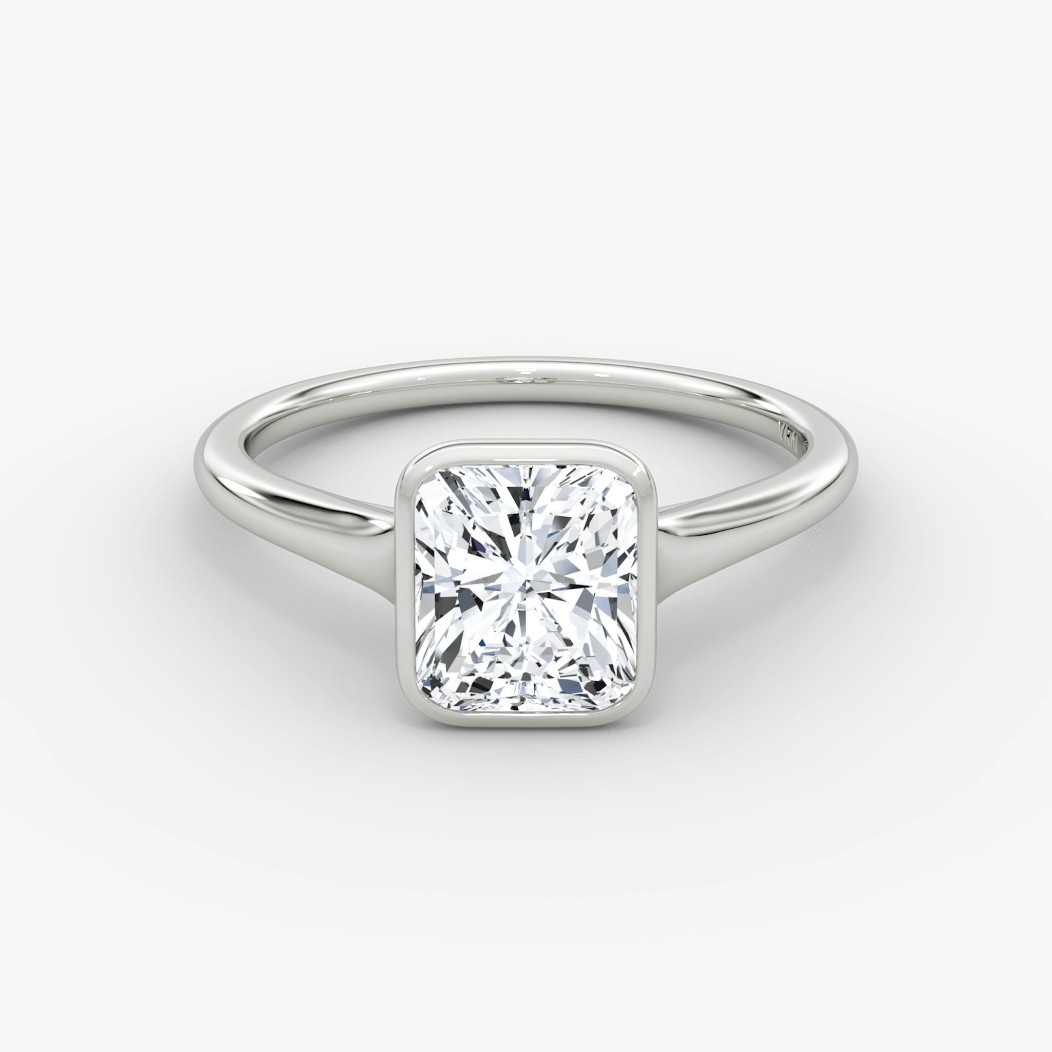 The Flat Edge Bezel | Radiant | Platinum | bandAccent: Plain | diamondOrientation: vertical | caratWeight: other