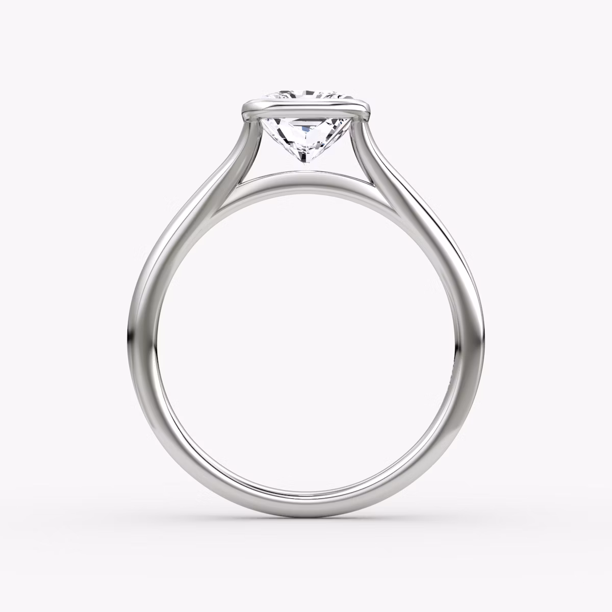 The Flat Edge Bezel | Radiant | 18k | White Gold | bandAccent: Plain | diamondOrientation: vertical | caratWeight: other