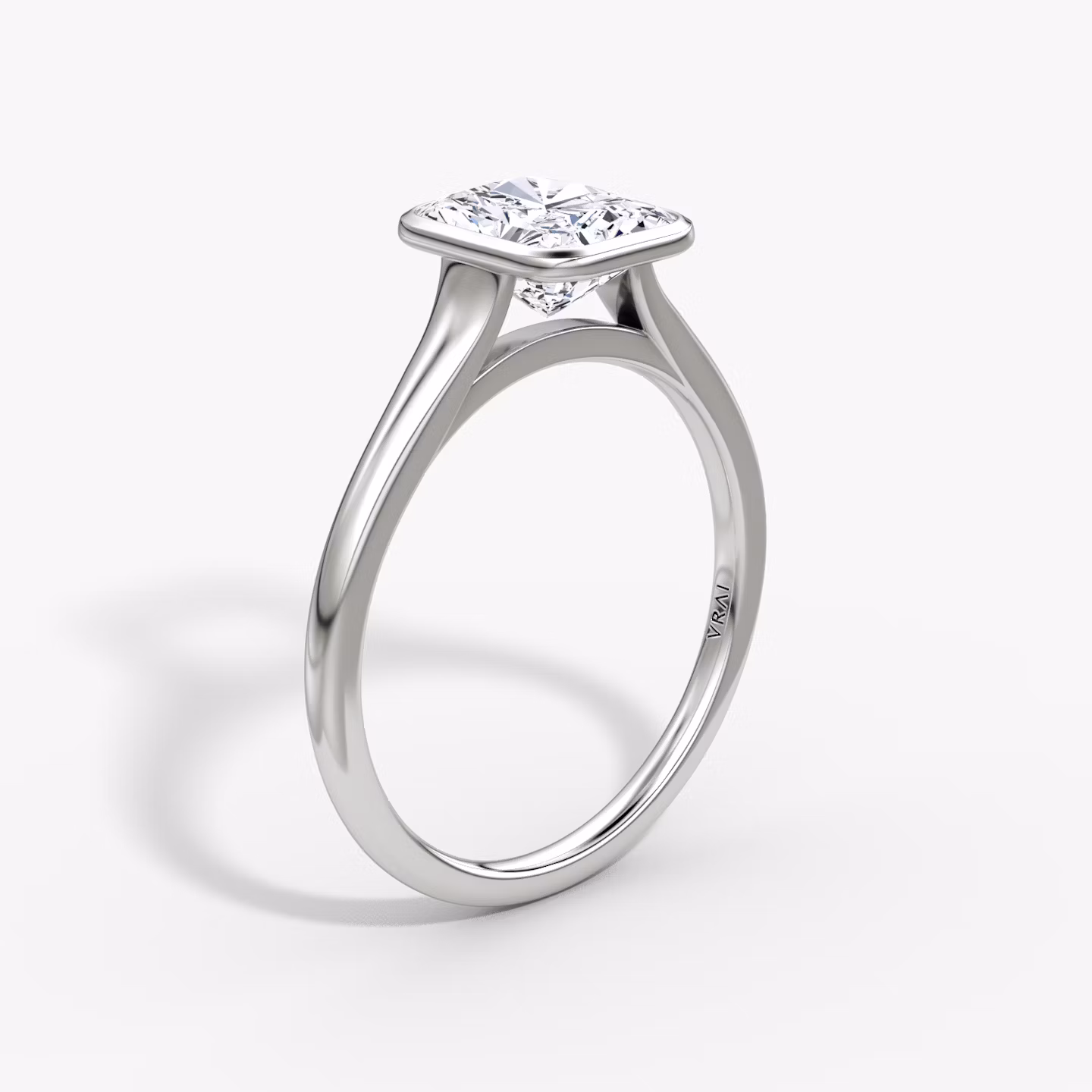 The Flat Edge Bezel | Radiant | Platinum | bandAccent: Plain | diamondOrientation: vertical | caratWeight: other