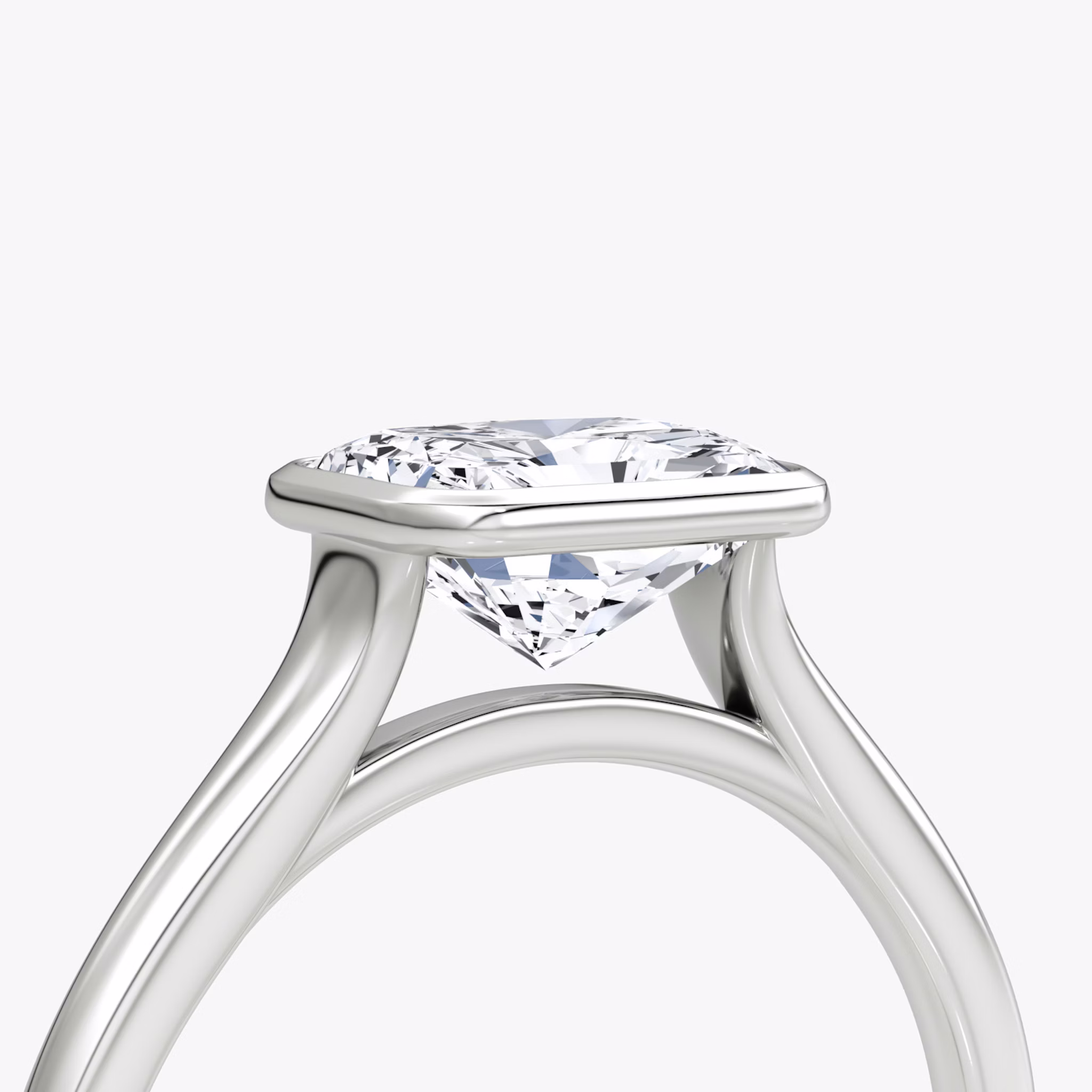 The Flat Edge Bezel | Radiant | 18k | White Gold | bandAccent: Plain | diamondOrientation: horizontal | caratWeight: other
