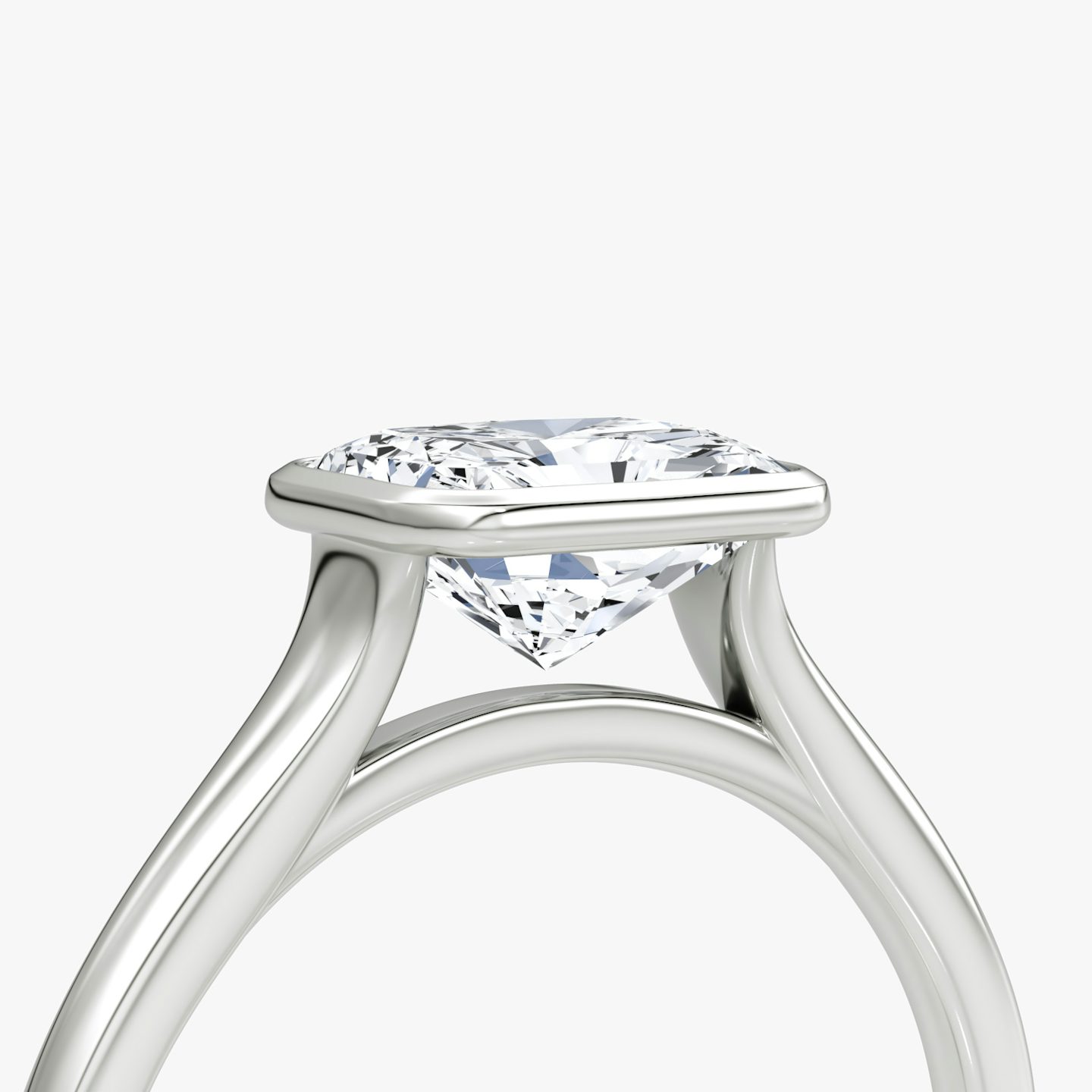 The Flat Edge Bezel | Radiant | 18k | White Gold | bandAccent: Plain | diamondOrientation: horizontal | caratWeight: other