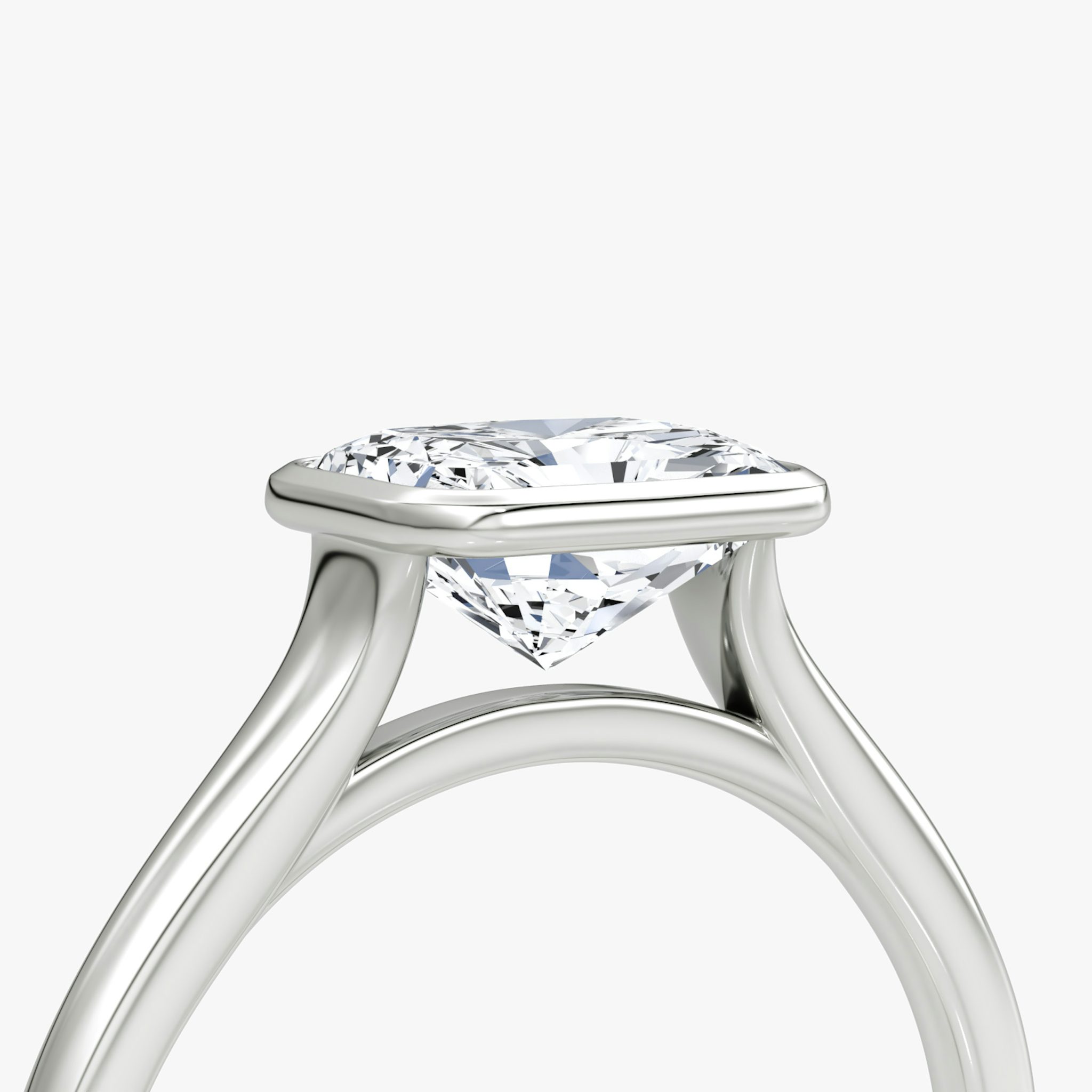 The Flat Edge Bezel | Radiant | 18k | White Gold | bandAccent: Plain | diamondOrientation: horizontal | caratWeight: other