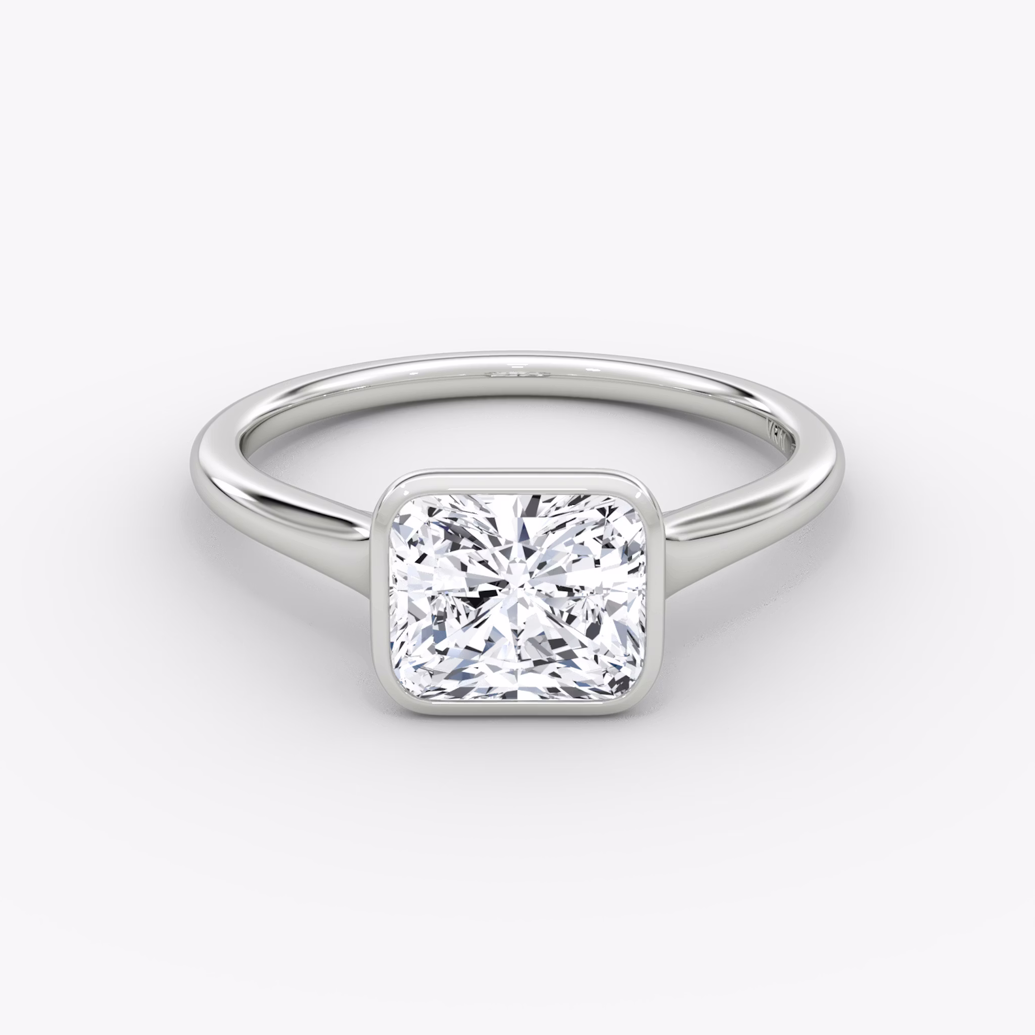 The Flat Edge Bezel | Radiant | 18k | White Gold | bandAccent: Plain | diamondOrientation: horizontal | caratWeight: other