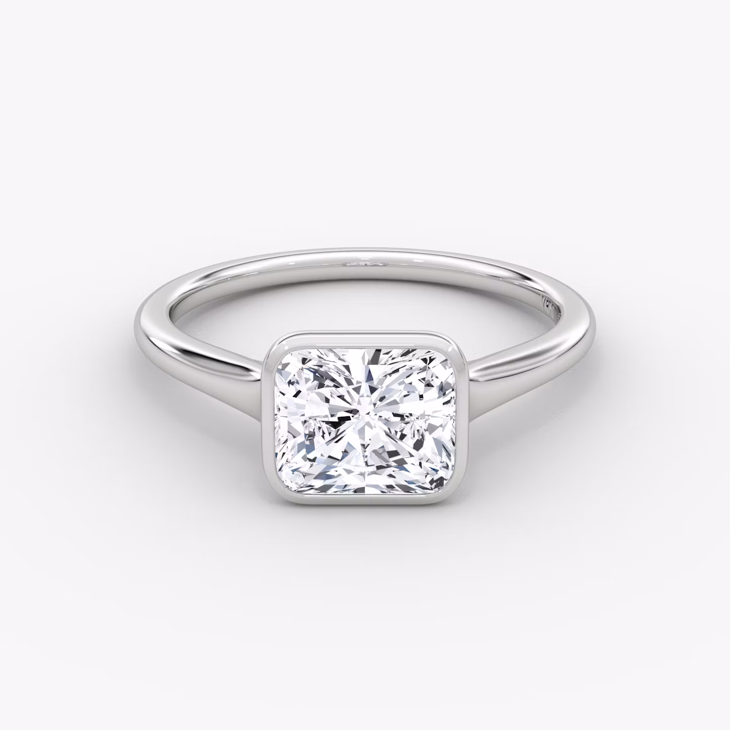 The Flat Edge Bezel | Radiant | 18k | White Gold | bandAccent: Plain | diamondOrientation: horizontal | caratWeight: other