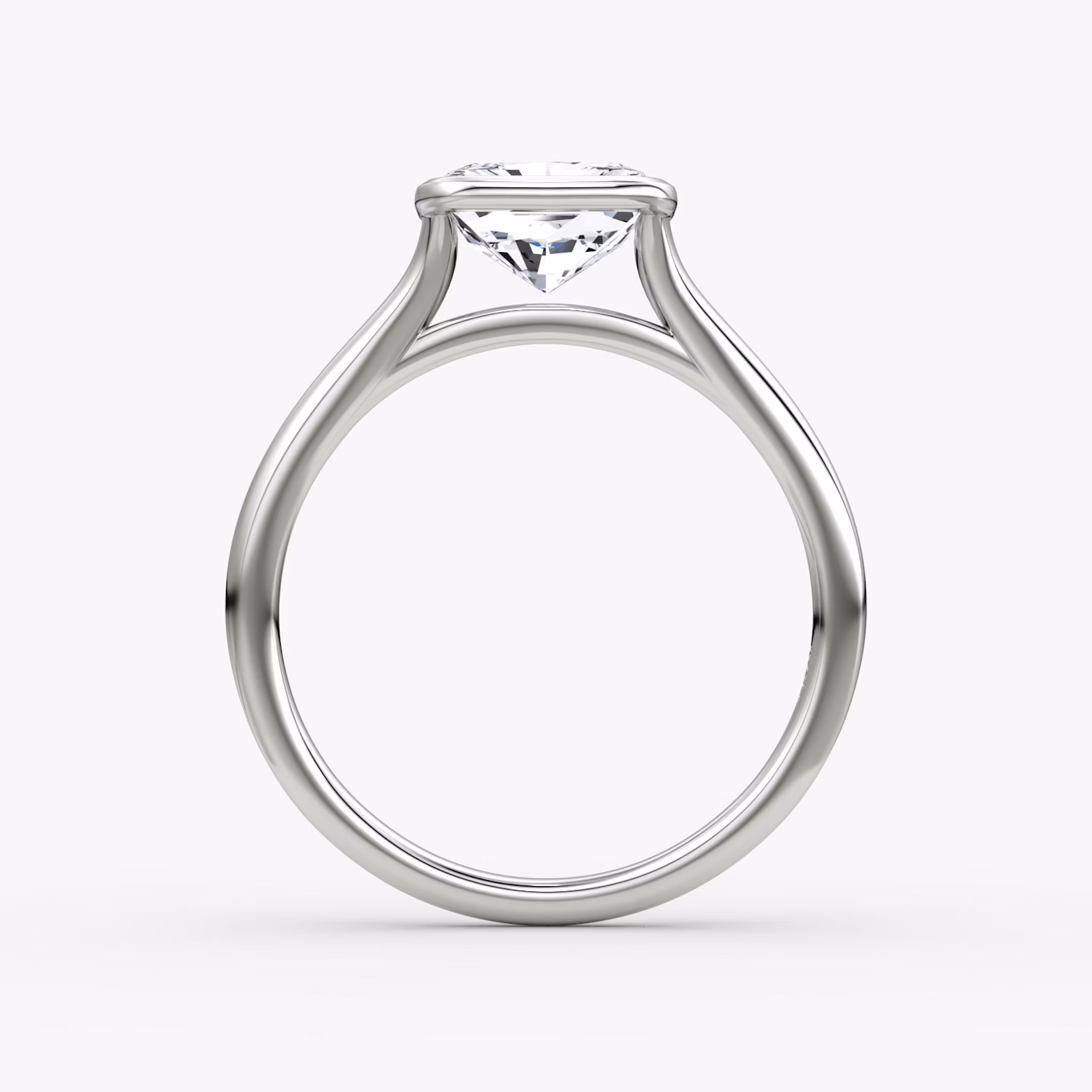 The Flat Edge Bezel | Radiant | 18k | White Gold | bandAccent: Plain | diamondOrientation: horizontal | caratWeight: other