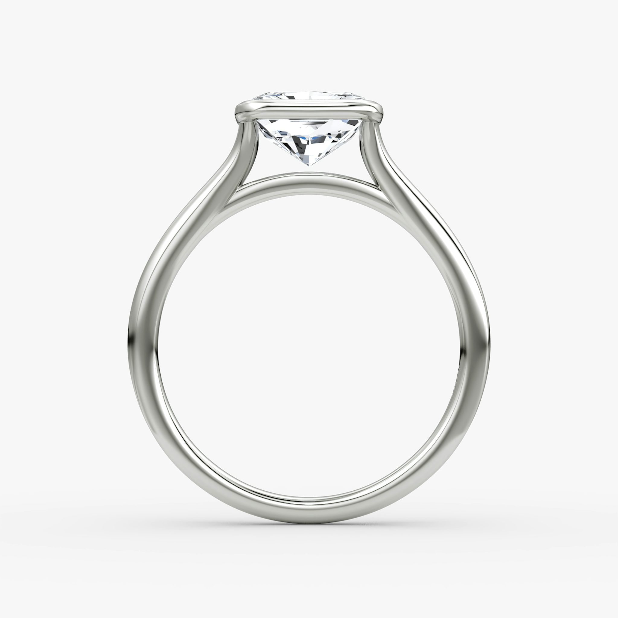 The Flat Edge Bezel | Radiant | 18k | White Gold | bandAccent: Plain | diamondOrientation: horizontal | caratWeight: other