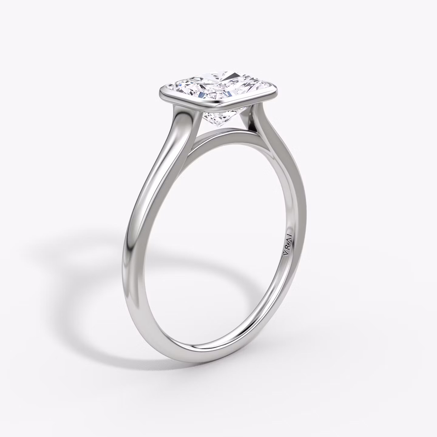 The Flat Edge Bezel | Radiant | 18k | White Gold | bandAccent: Plain | diamondOrientation: horizontal | caratWeight: other