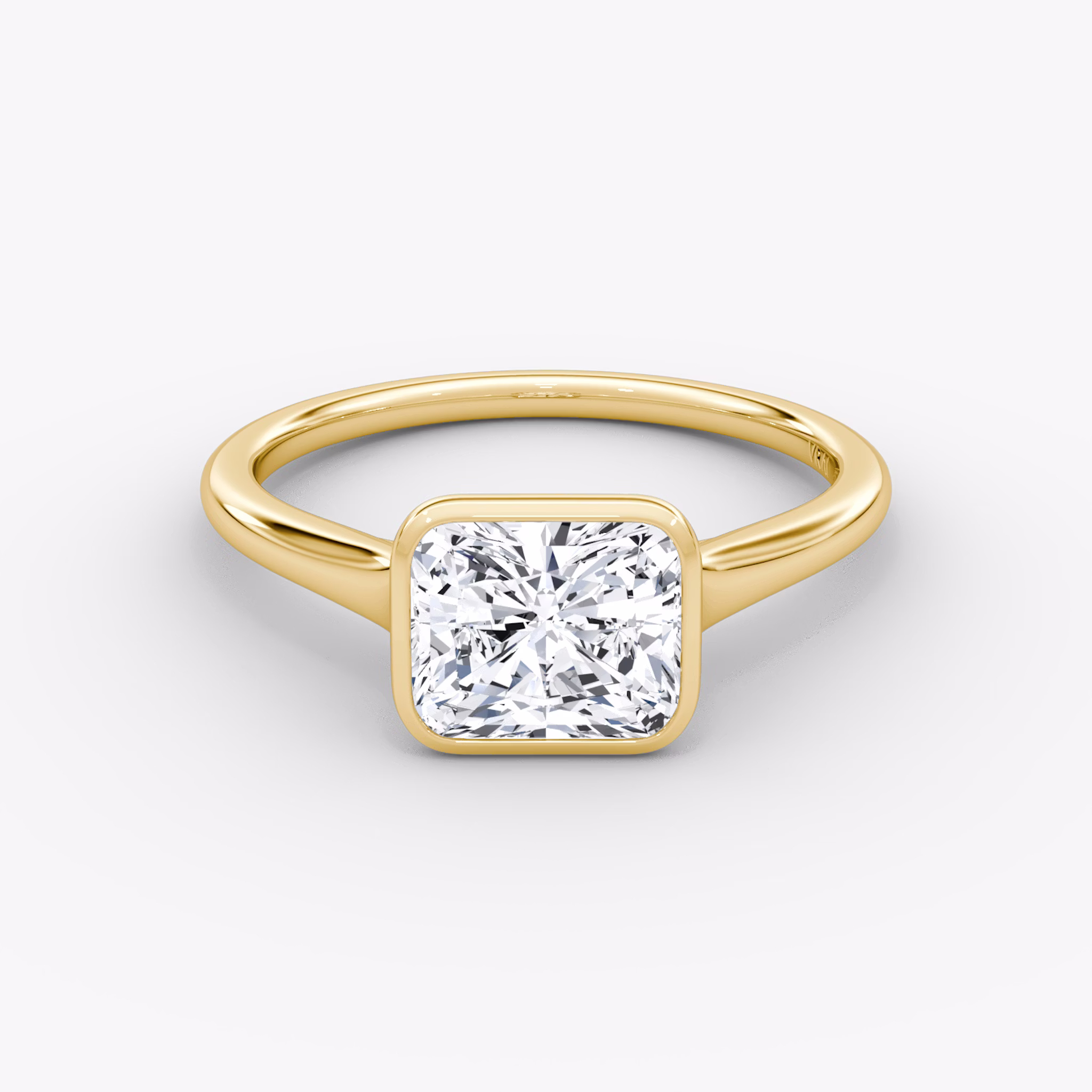 The Flat Edge Bezel | Radiant | 18k | Yellow Gold | bandAccent: Plain | diamondOrientation: horizontal | caratWeight: other