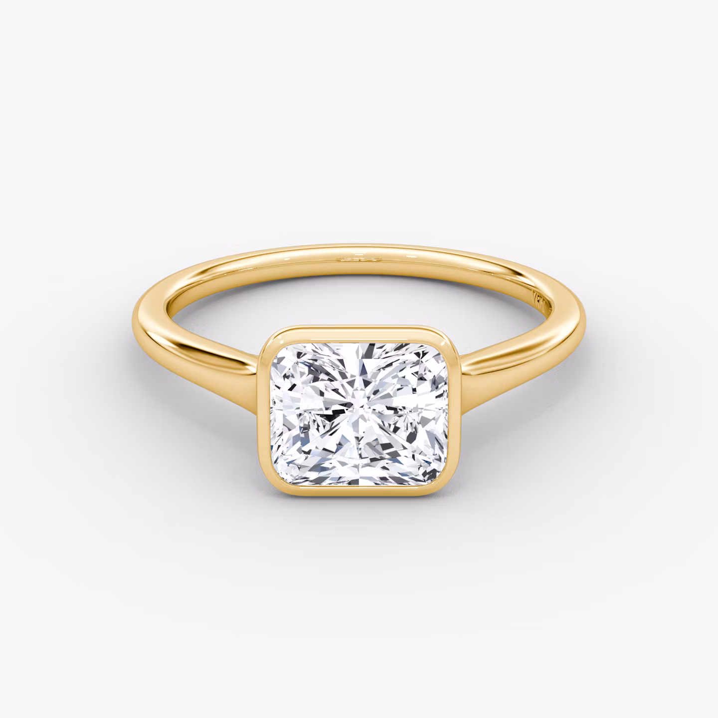 The Flat Edge Bezel | Radiant | 18k | Yellow Gold | bandAccent: Plain | diamondOrientation: horizontal | caratWeight: other