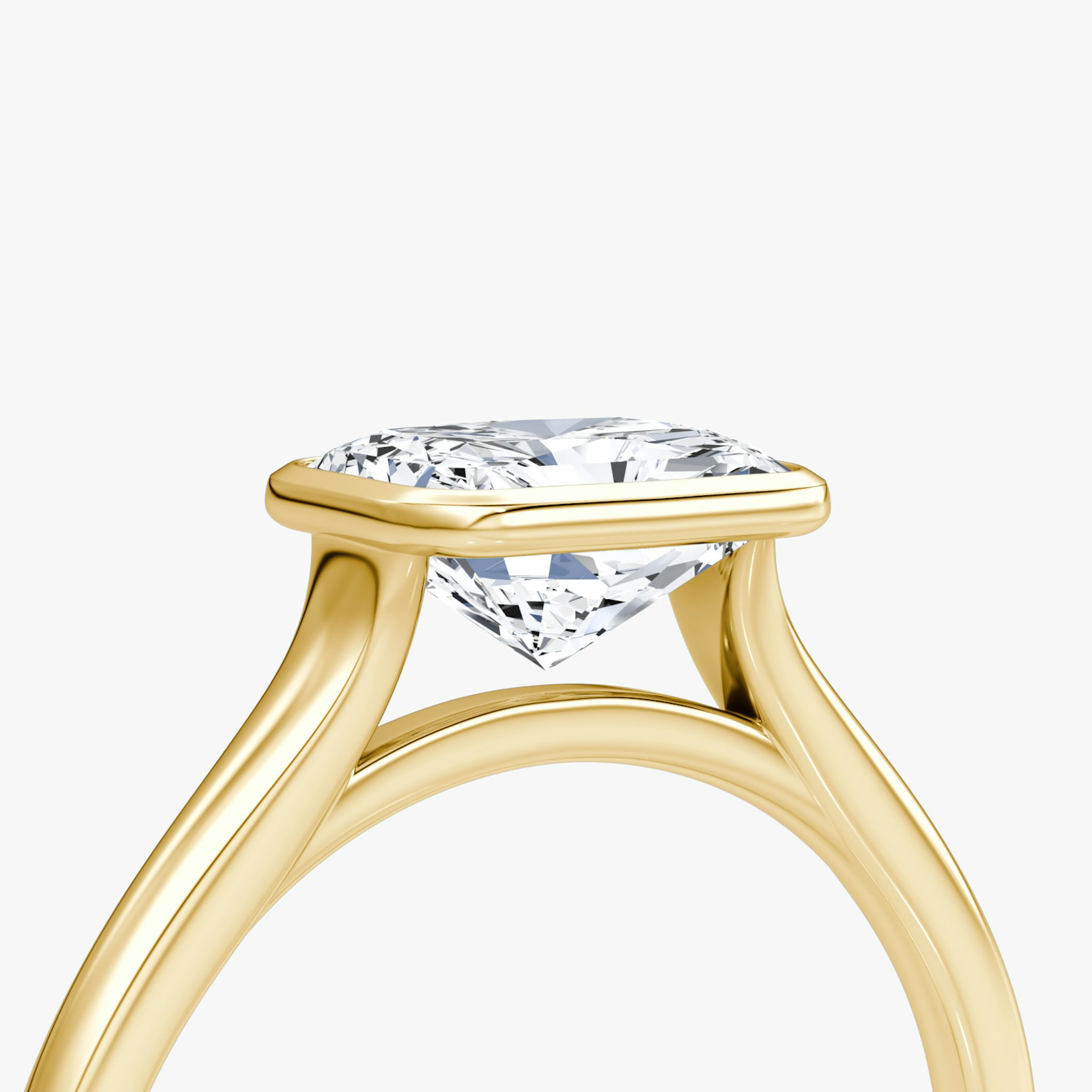 The Flat Edge Bezel | Radiant | 18k | Yellow Gold | bandAccent: Plain | diamondOrientation: horizontal | caratWeight: other