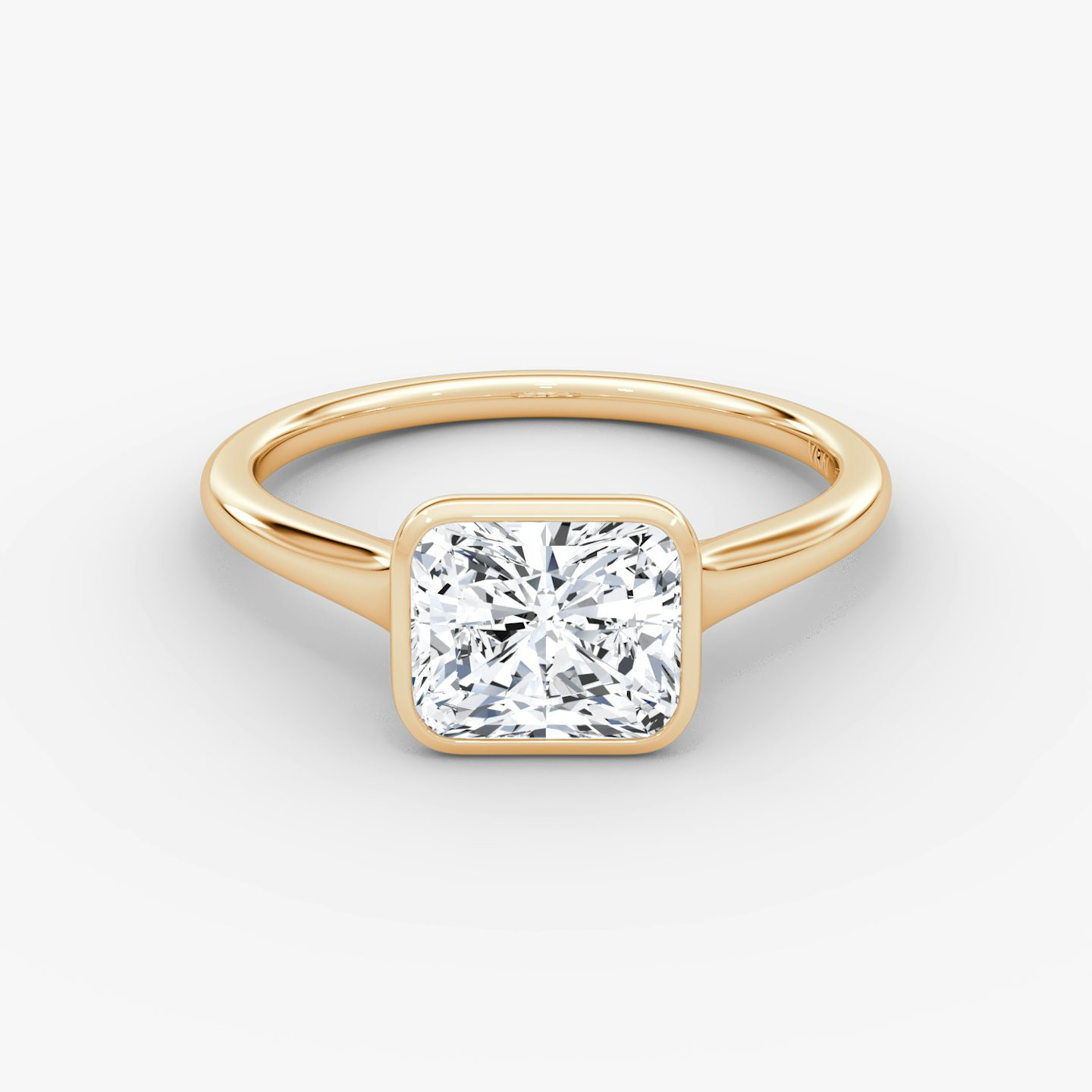 Bague de fiançailles Flat Edge Bezel | Radiant | 14k | Or rose | bandAccent: Simple | diamondOrientation: horizontal | caratWeight: other