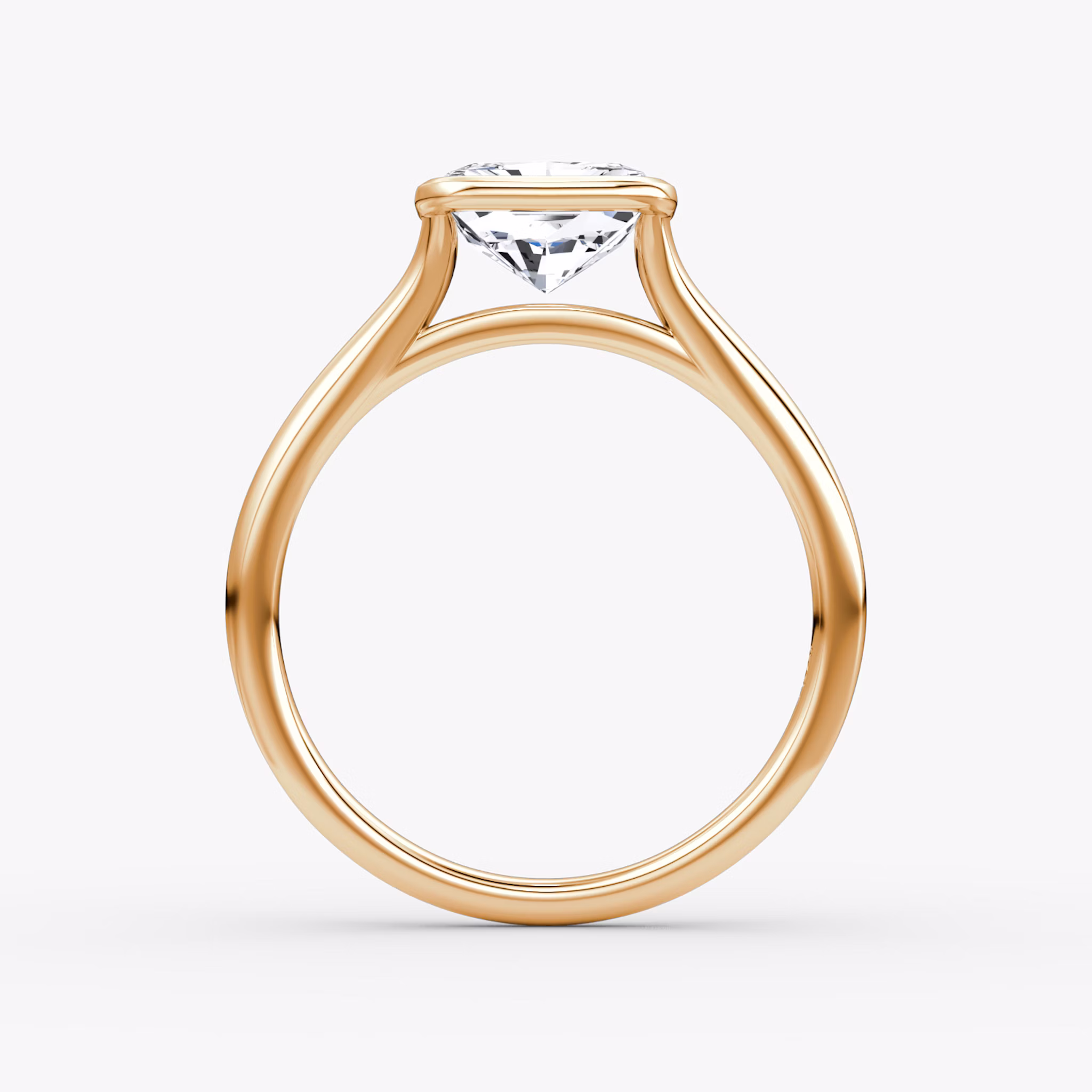 The Flat Edge Bezel | Radiant | 14k | Rose Gold | bandAccent: Plain | diamondOrientation: horizontal | caratWeight: other