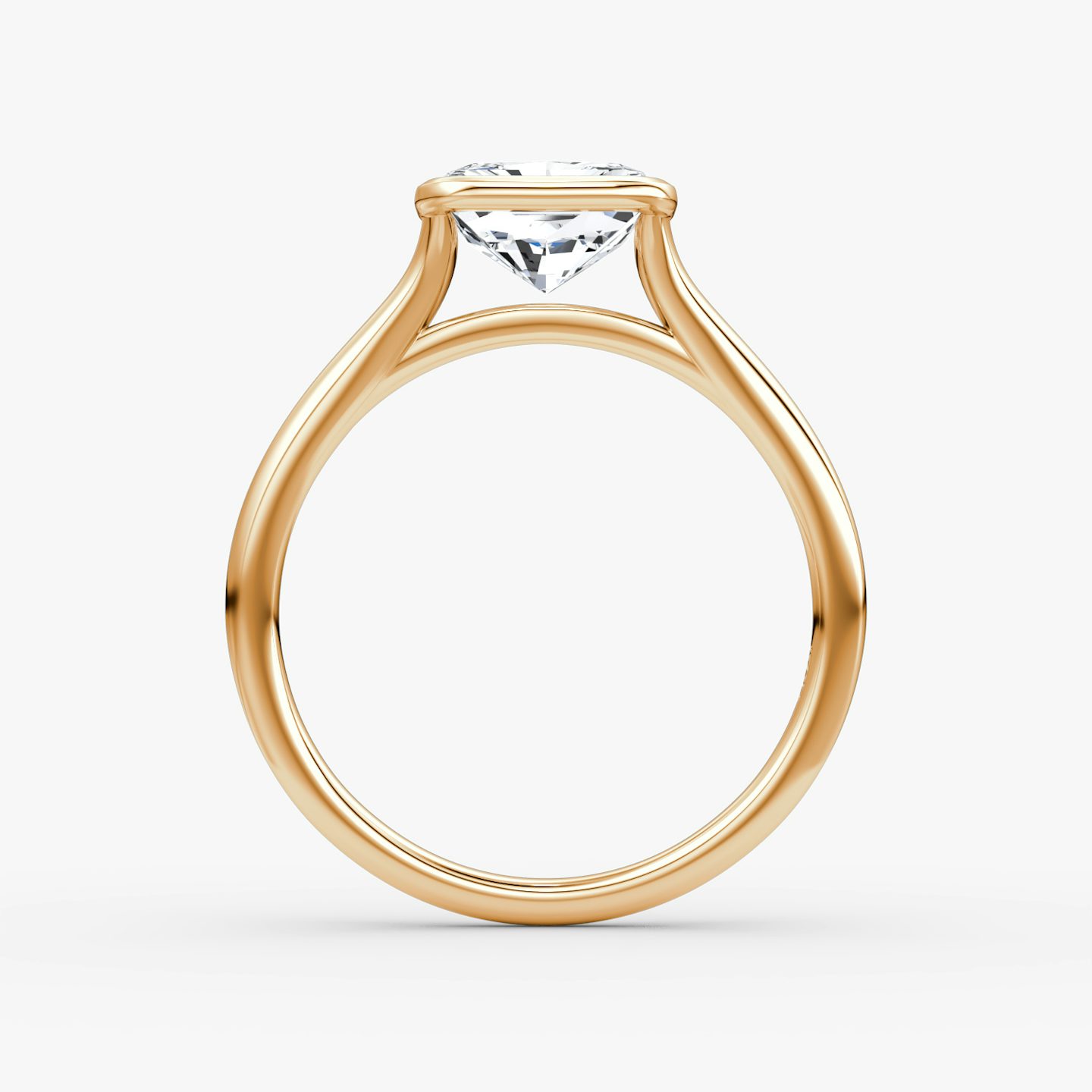 Bague de fiançailles Flat Edge Bezel | Radiant | 14k | Or rose | bandAccent: Simple | diamondOrientation: horizontal | caratWeight: other
